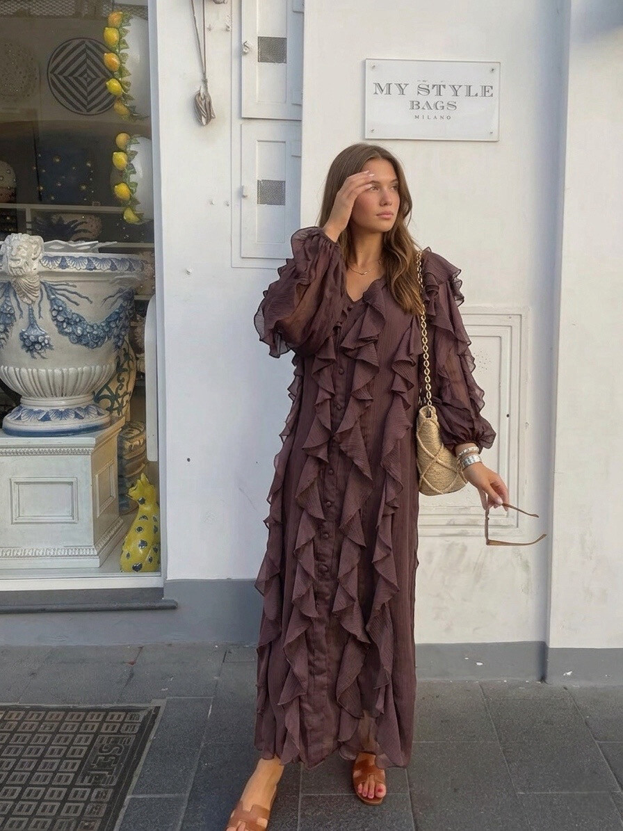 Grossiste Copperose - Robe longue à volants