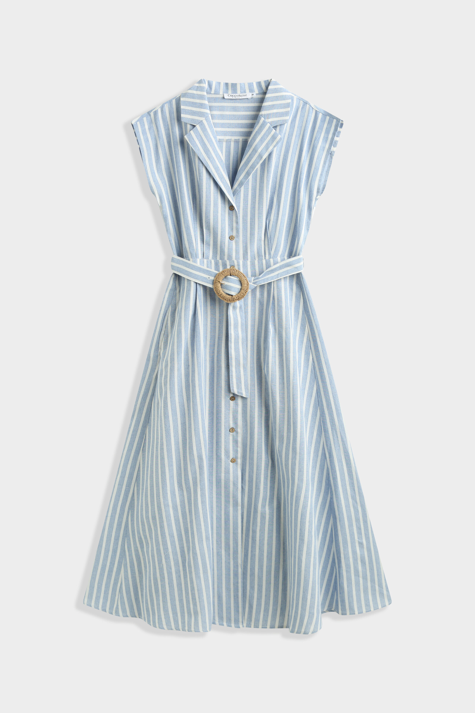 Grossista Copperose - Camicia lunga con strisce con cintura