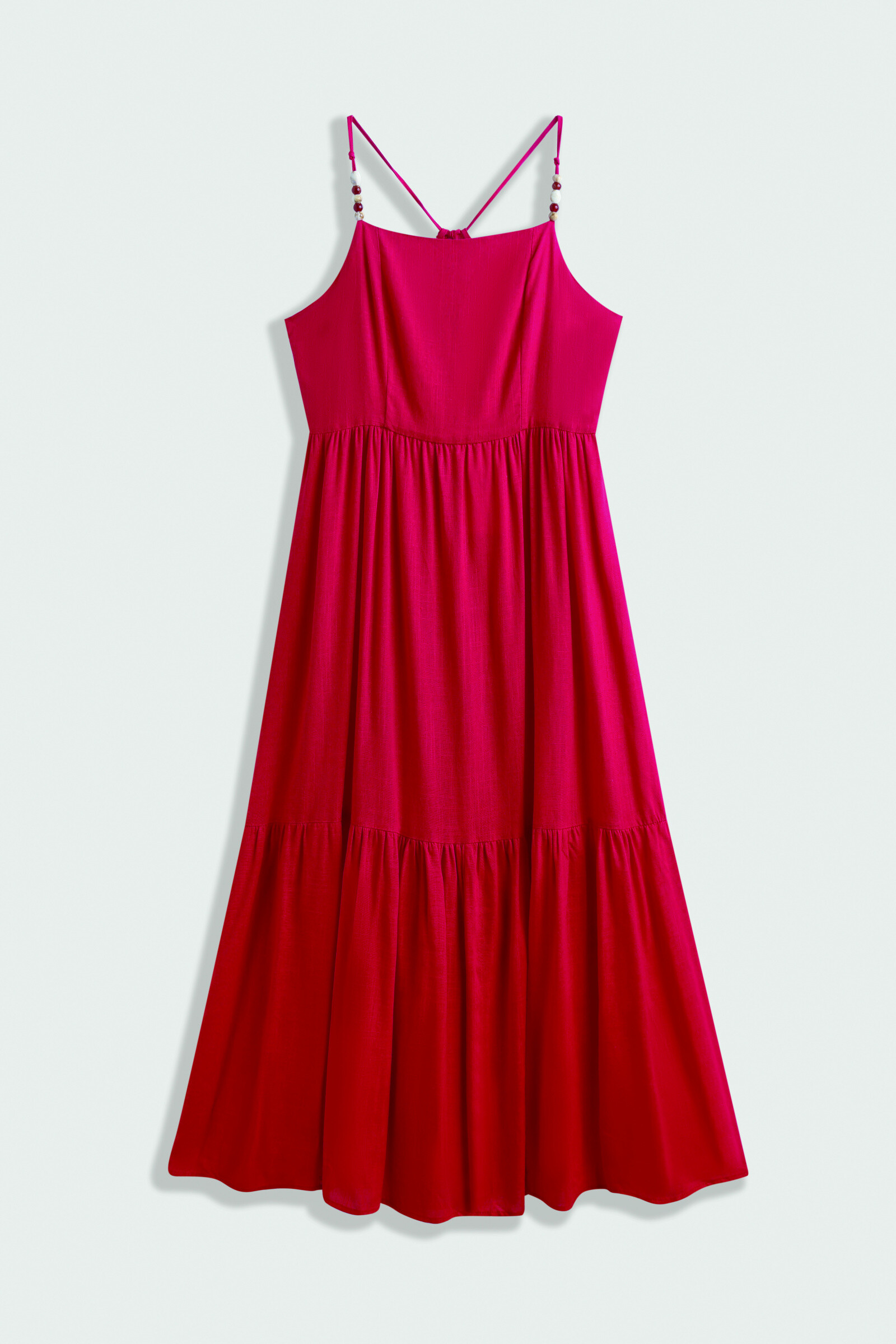 Mayorista Copperose - Vestido largo atado en la espalda con aplicación de perla de madera