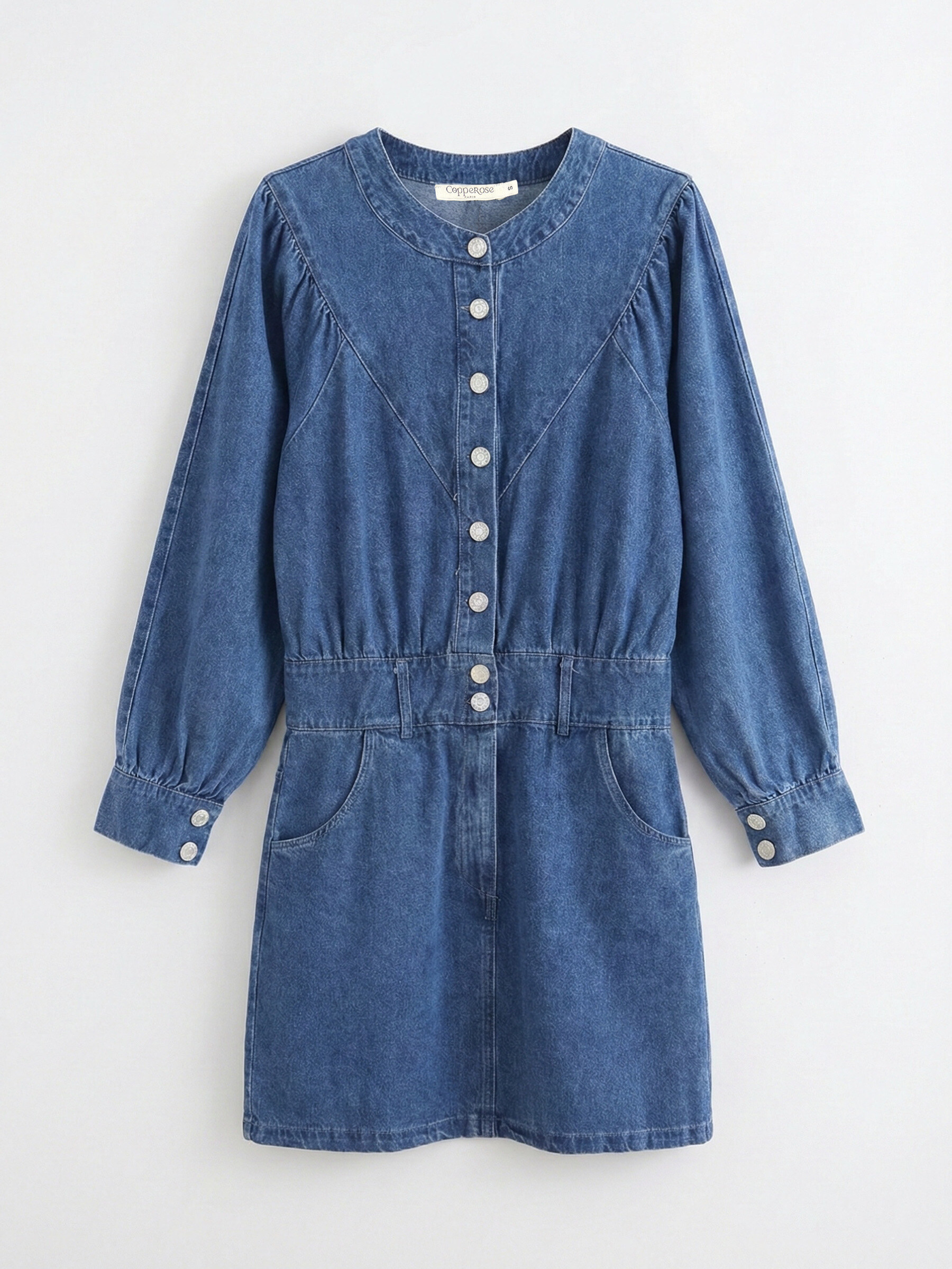 Short denim dress with a two-piece effect | Paris Fashion Shops