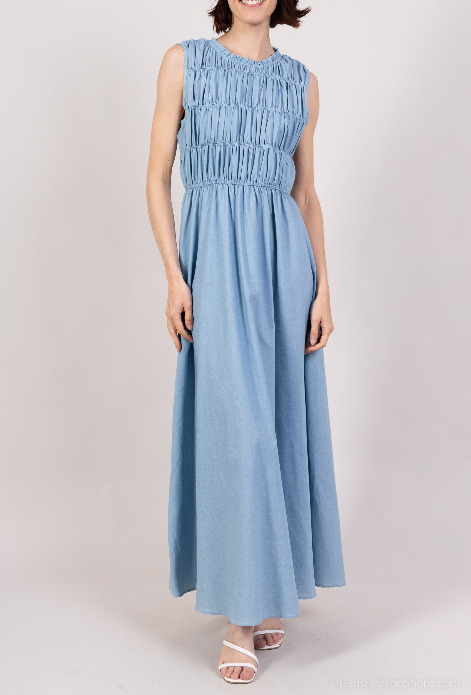 Grossista Copperose - Abito lungo in jeans con i magli