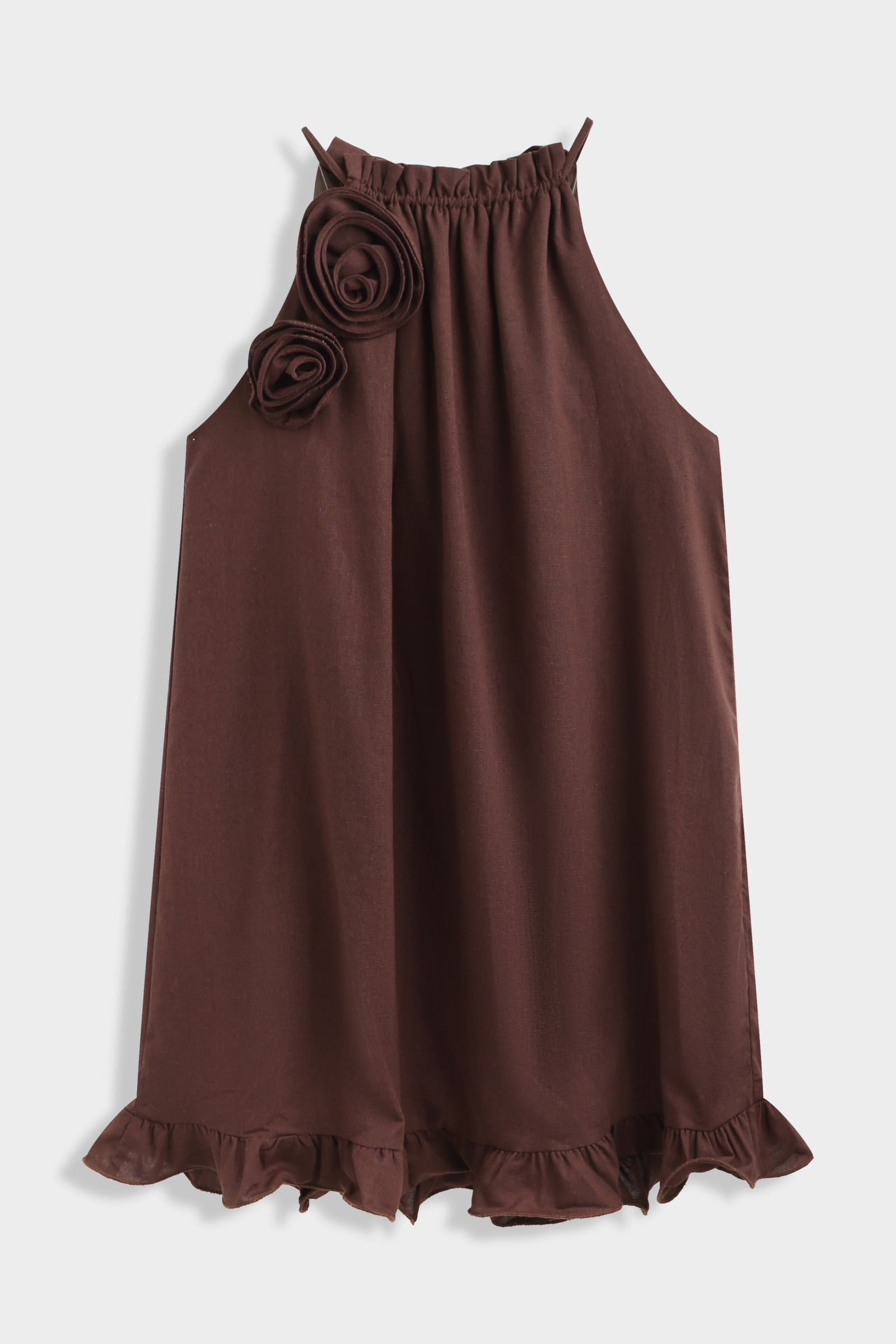 Grossiste Copperose - ROBE COURTE À ENCOLURE HALTER ET APPLIQUÉS FLEURS