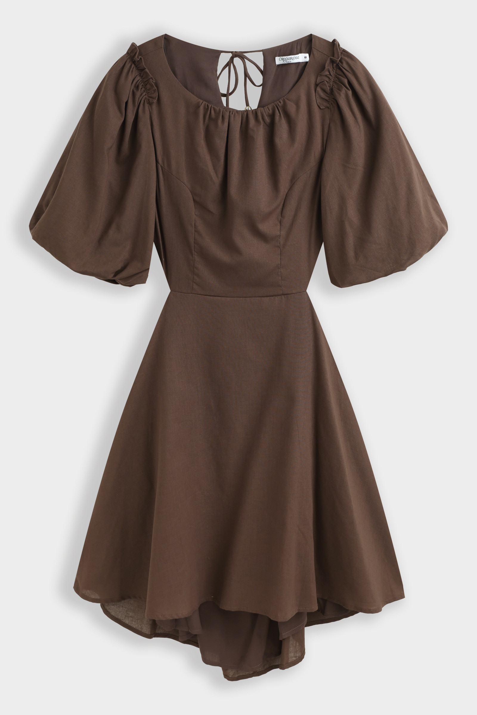 Mayorista Copperose - VESTIDO CORTO CON MANGAS ABULLONADAS Y ESPALDA DESCUBIERTA