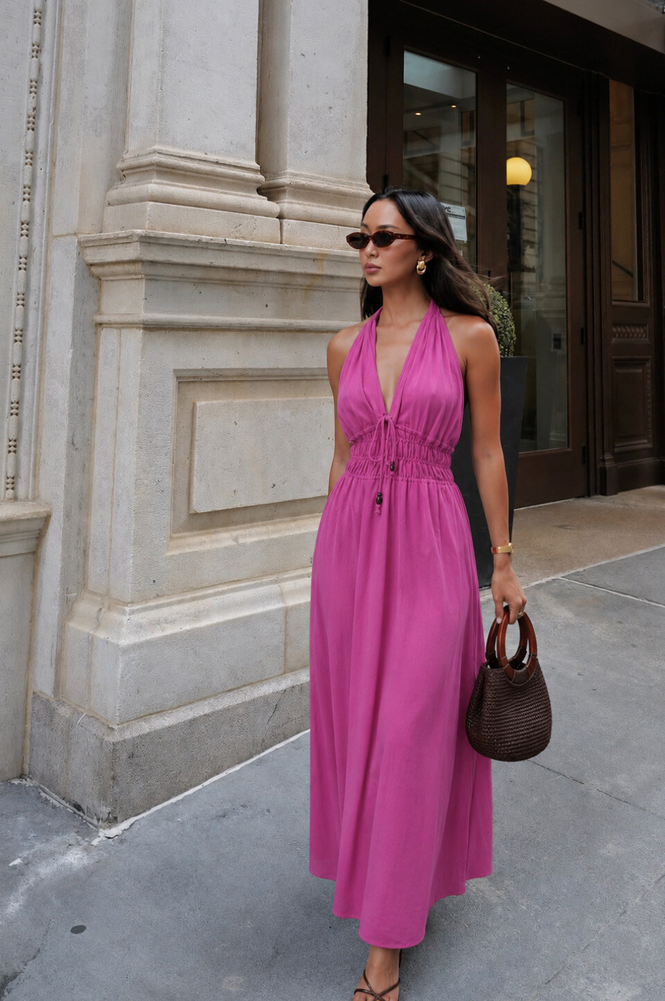 Mayorista Copperose - VESTIDO LARGO SIN ESPALDA EN MEZCLA DE LINO