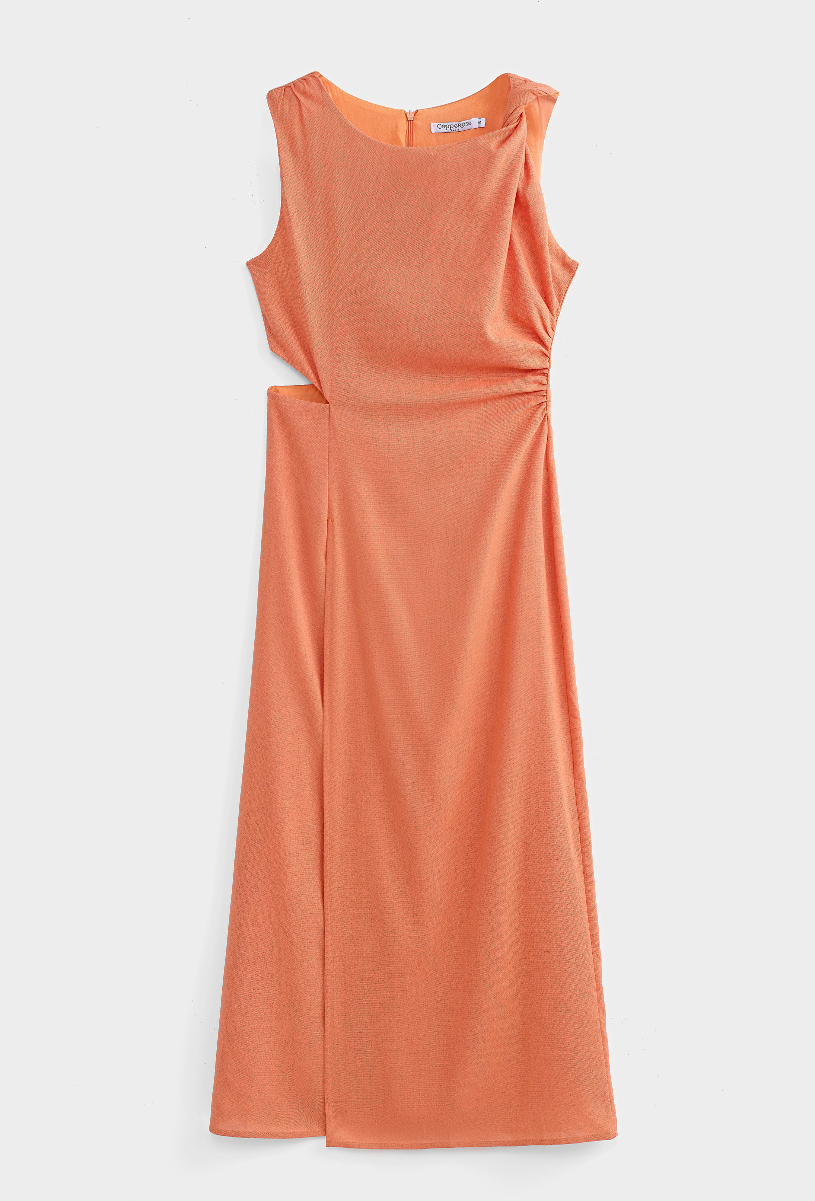 Mayorista Copperose - Vestido largo de lino mezclado con un tirante retorcido