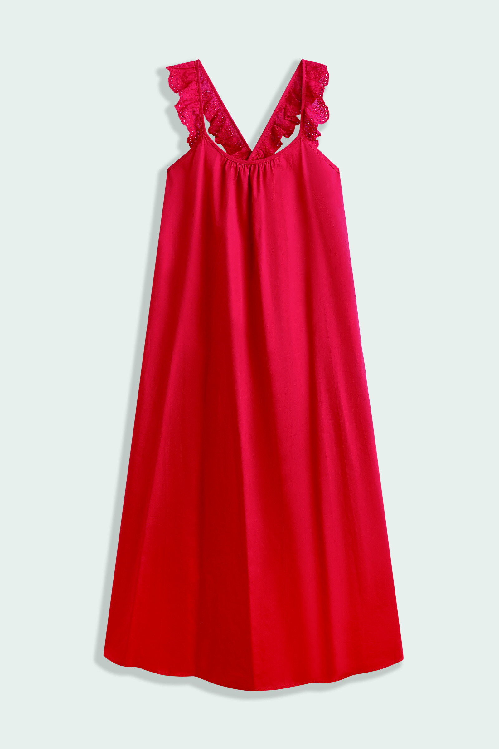 Grossiste Copperose - Robe longue en popeline avec bretelles volantées
