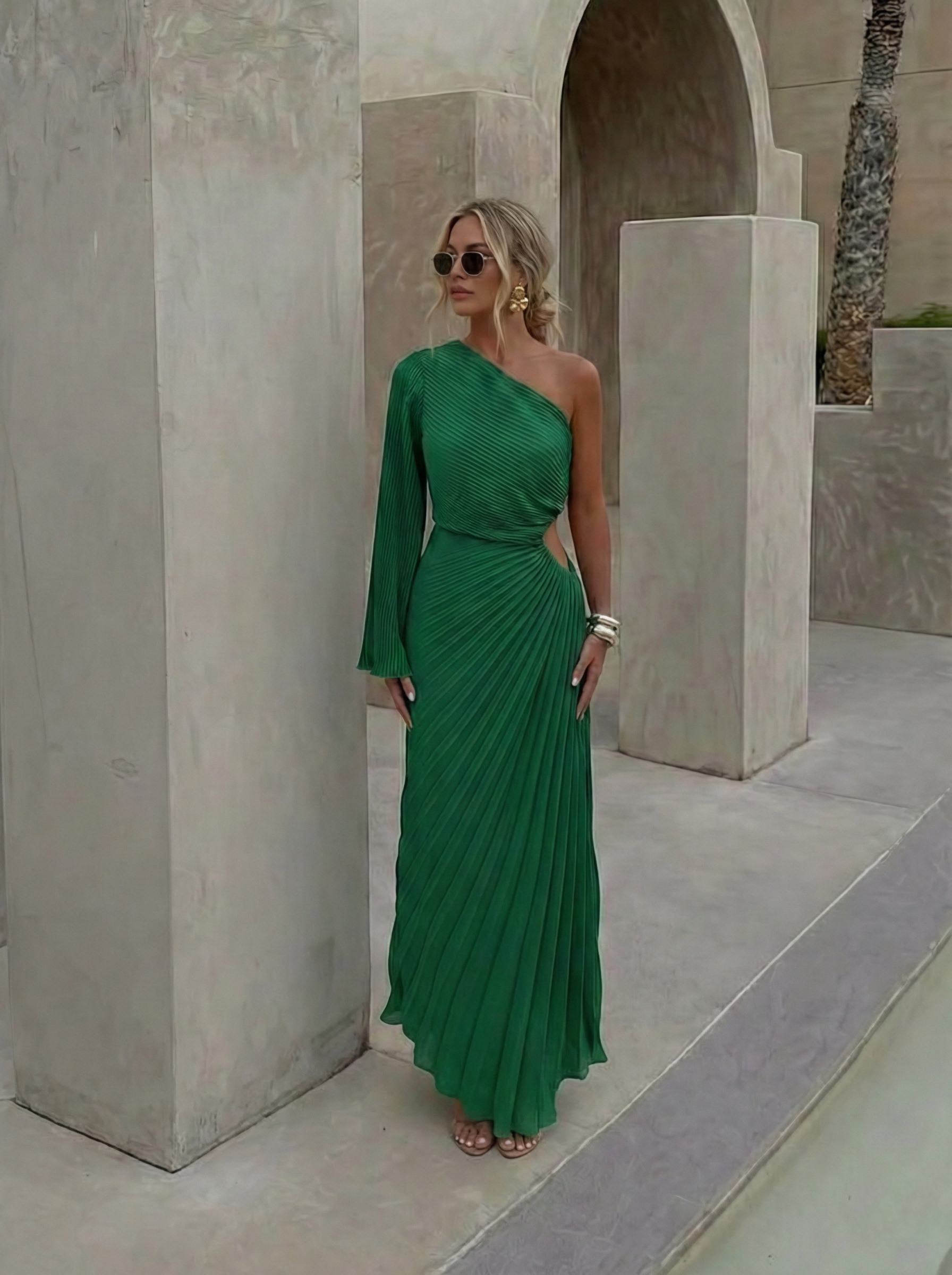 Grossiste Copperose - Robe plissée asymétrique en satin