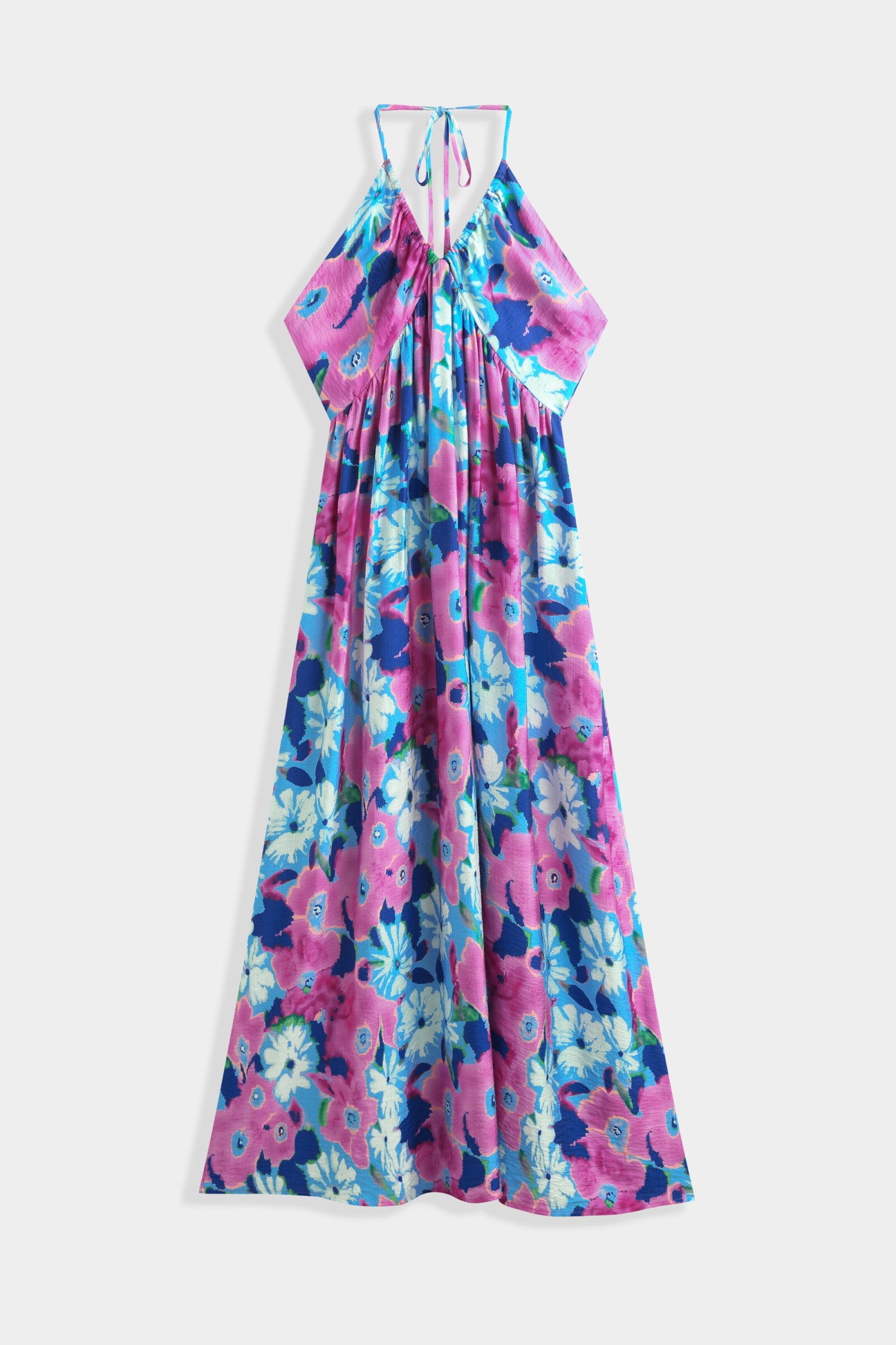 Großhändler Copperose - Blumiges Neckholder-Rückenfreies Kleid