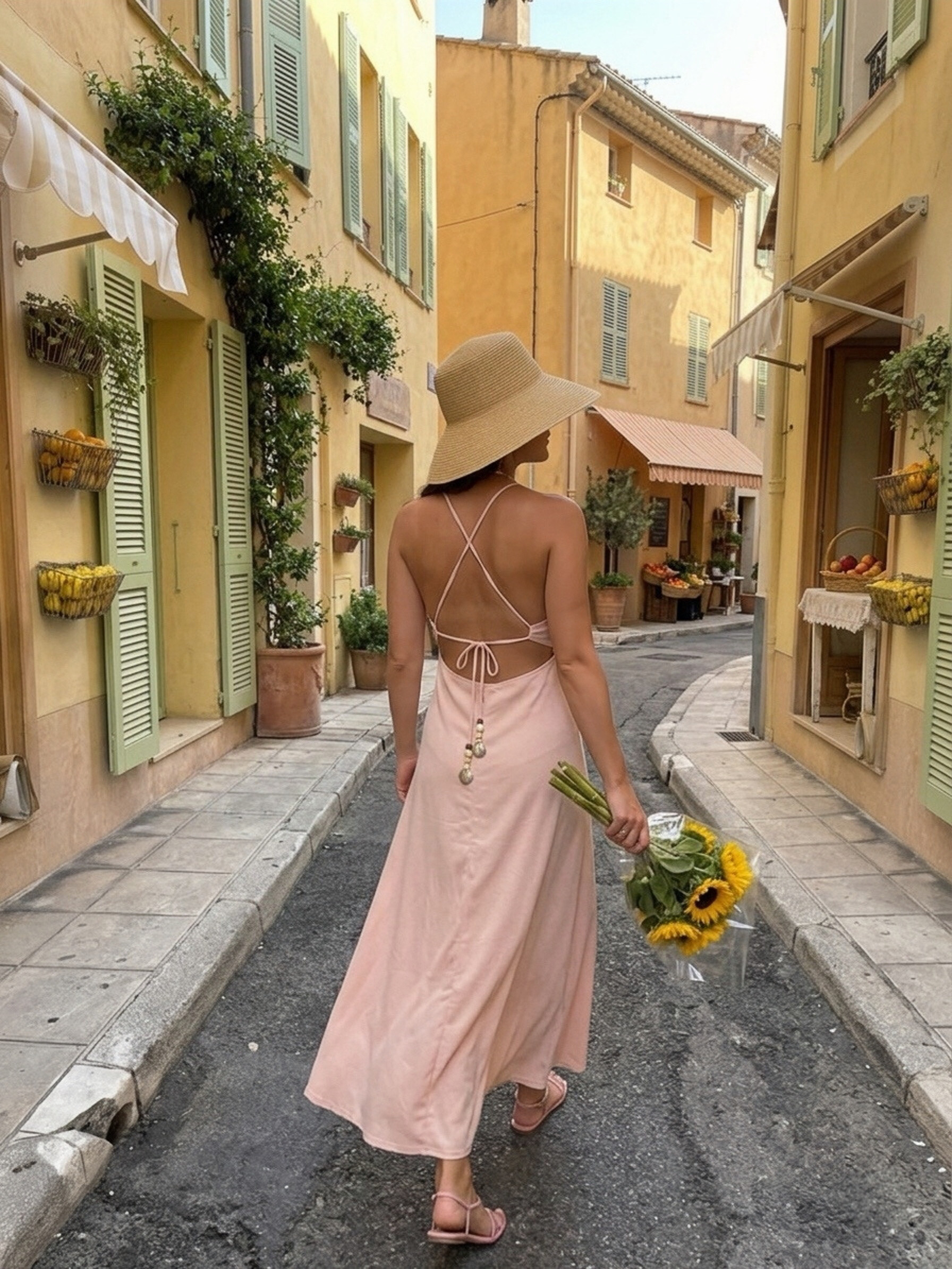 Grossiste Copperose - ROBE MI-LONGUE À BRETELLES EN LIN