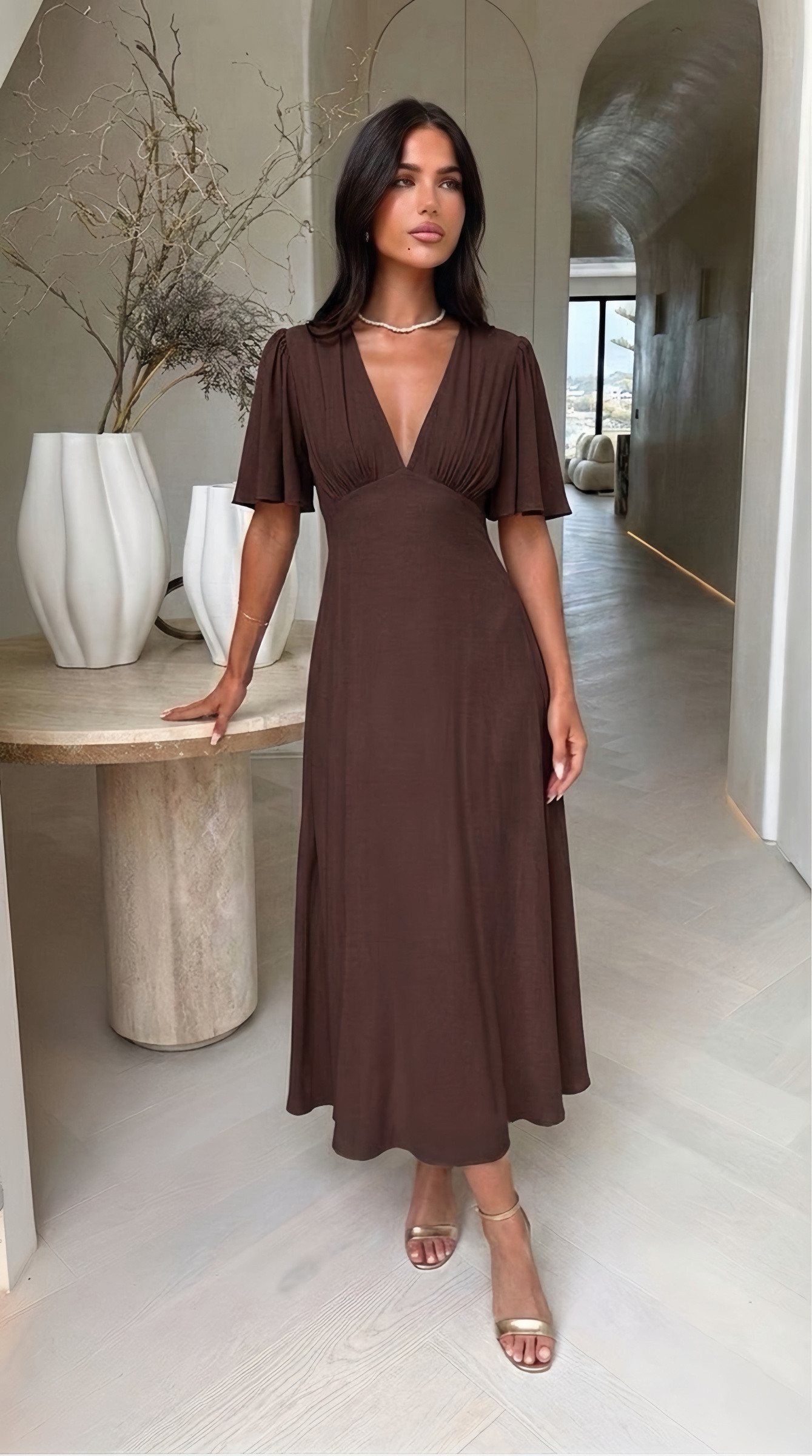 Grossiste Copperose - Robe longue à manches papillon