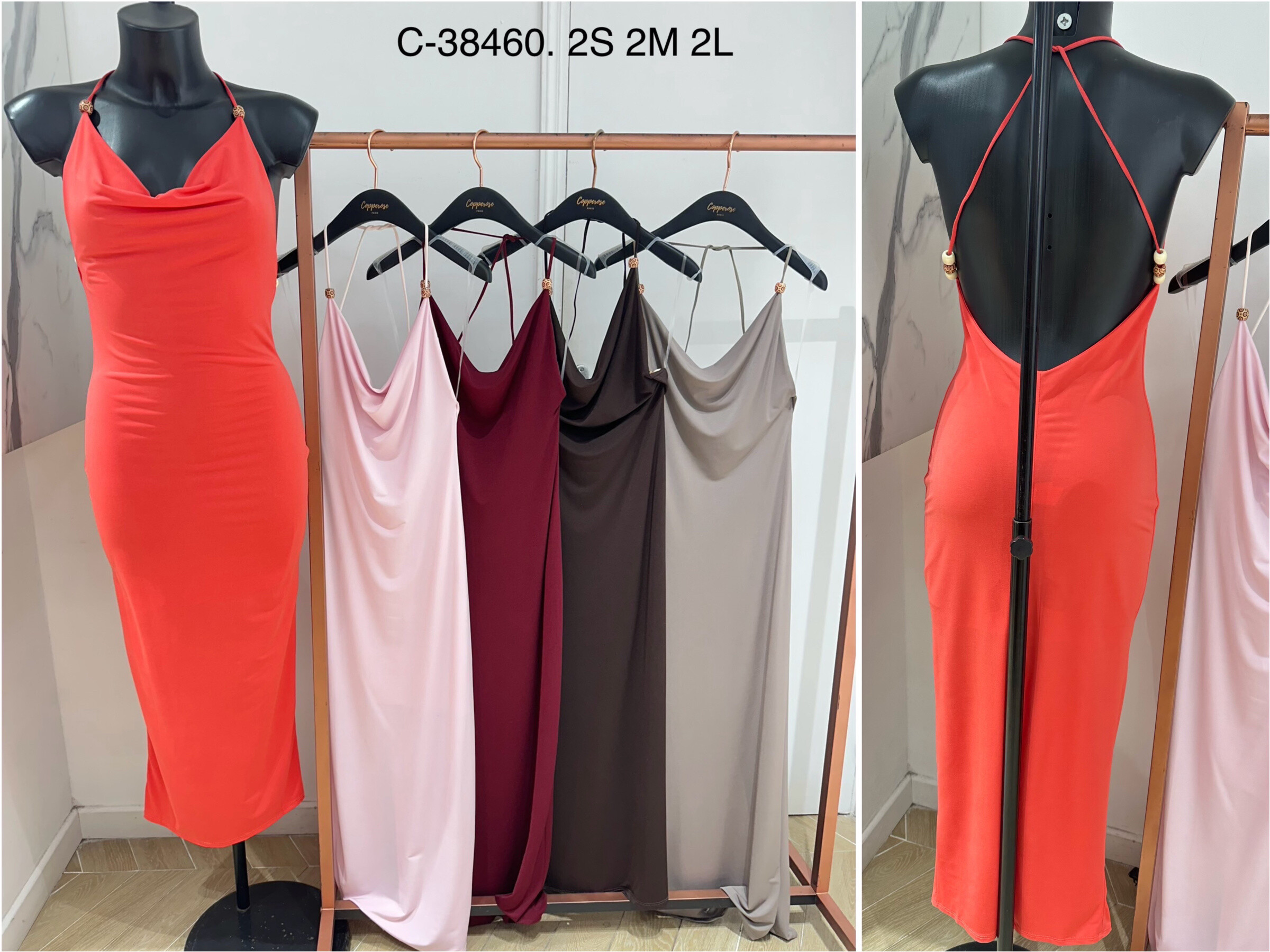 Wholesaler Copperose - Crossed backless dress with decorative beads