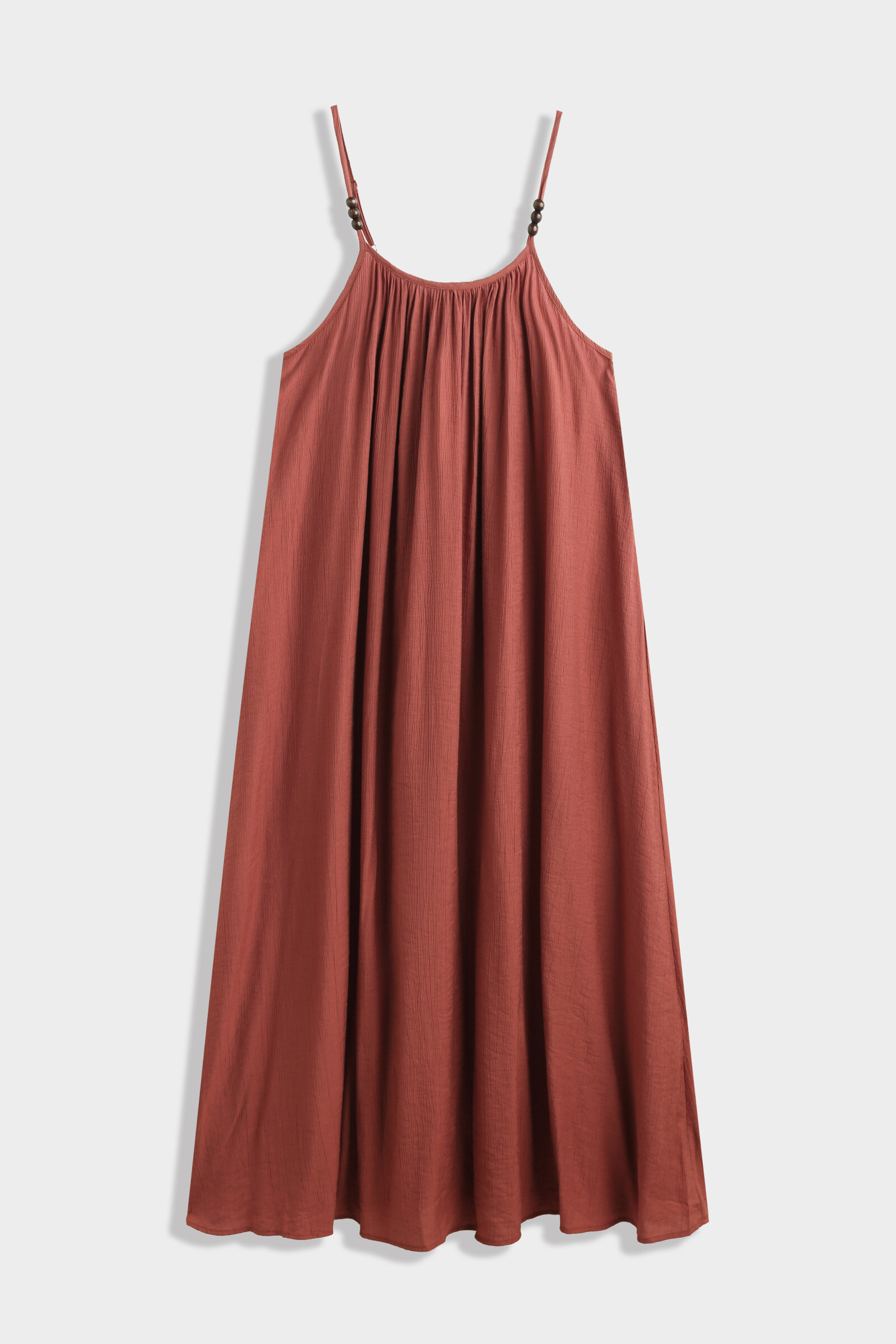 Wholesaler Copperose - Fluid straps dress decorated with wooden pearls