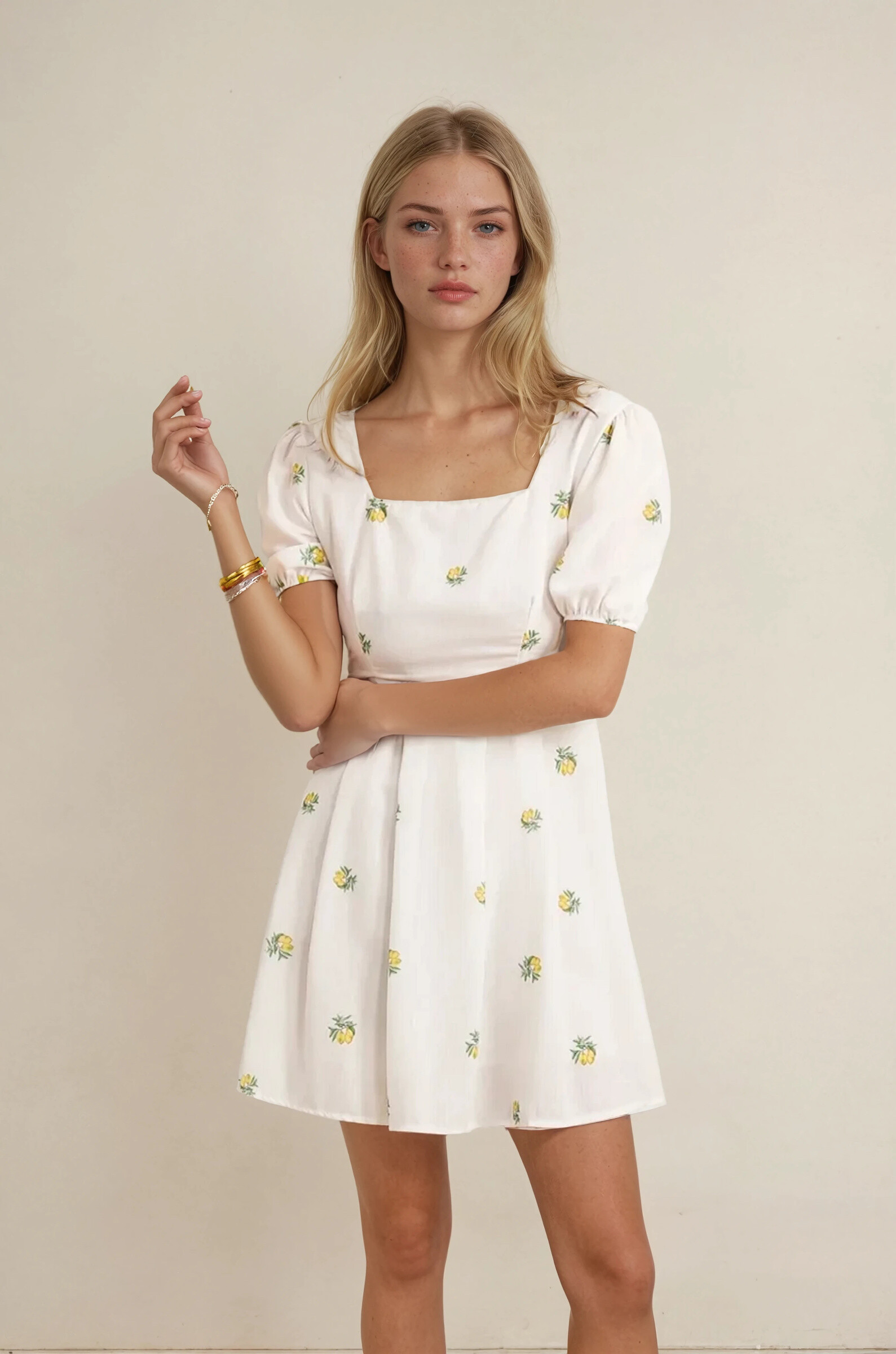 Wholesaler Copperose - Short dress with flax effect print