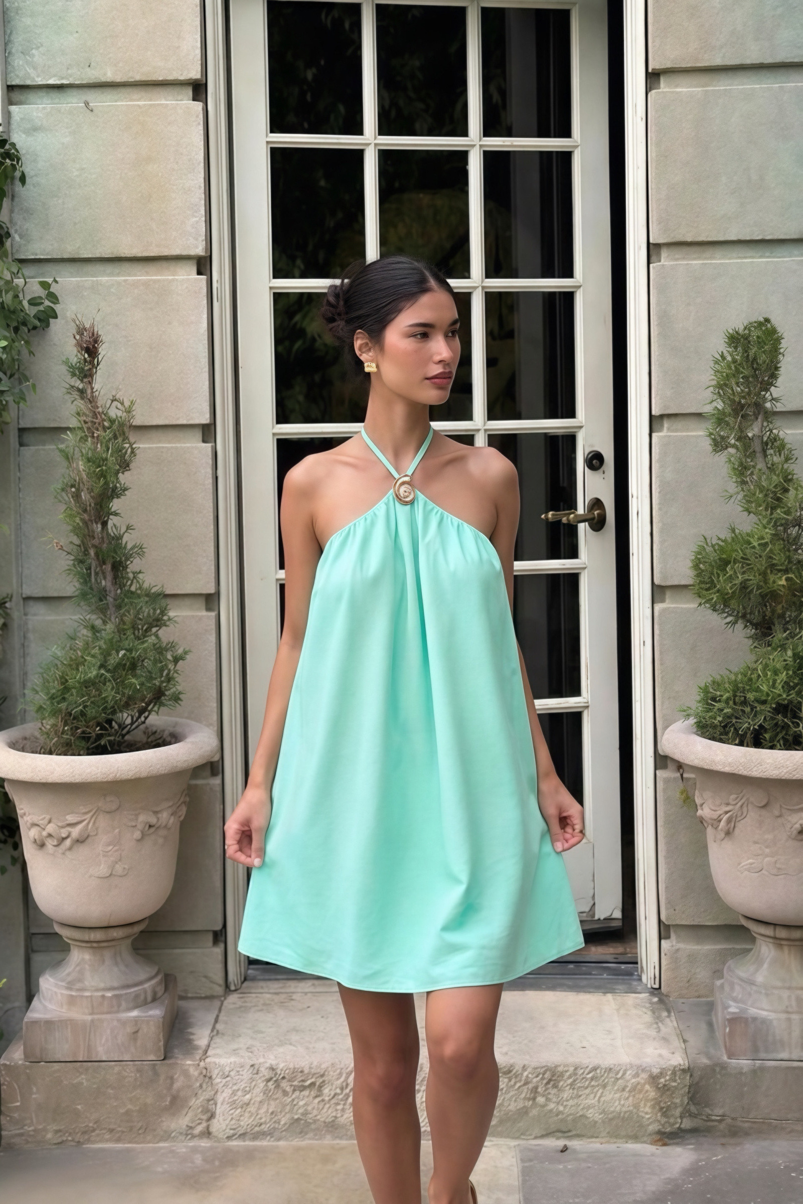 Grossiste Copperose - ROBE HALTER FLUIDE A DOS NU