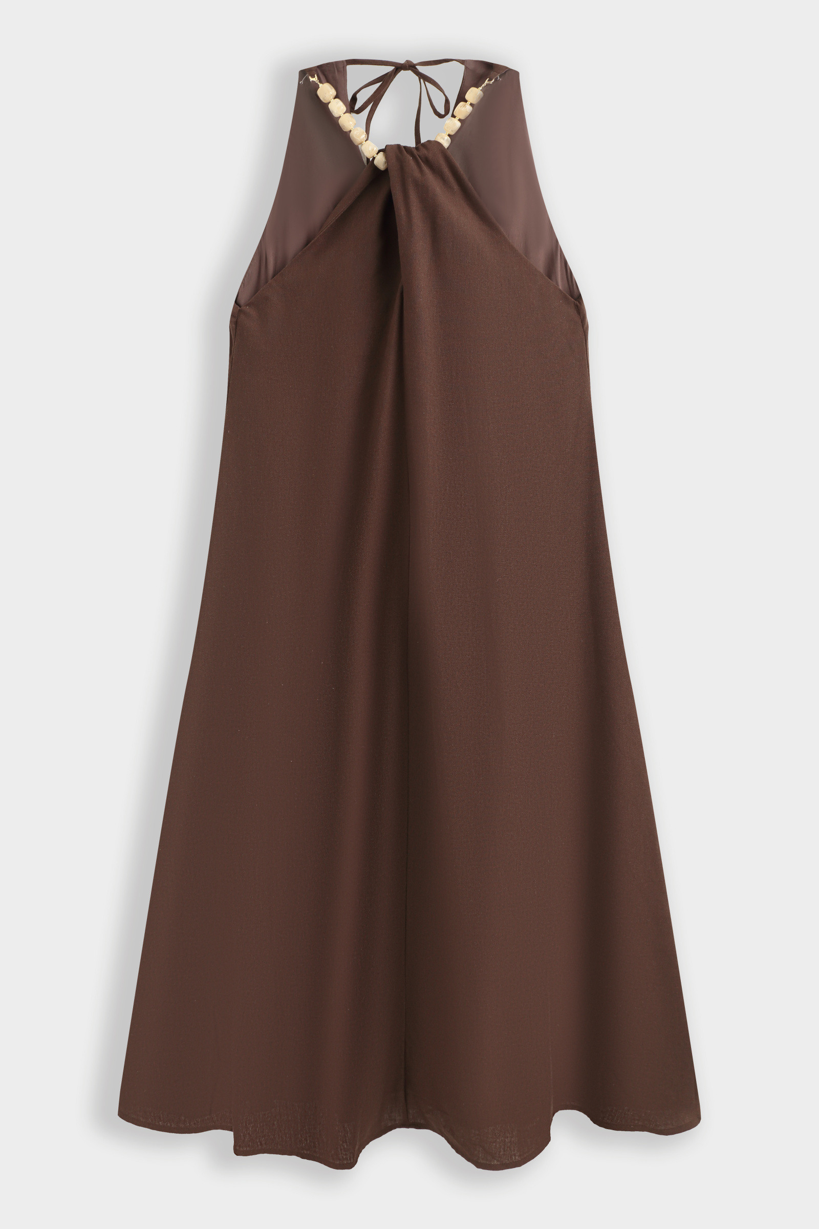 Grossiste Copperose - Robe midi dos nu à détail perlé