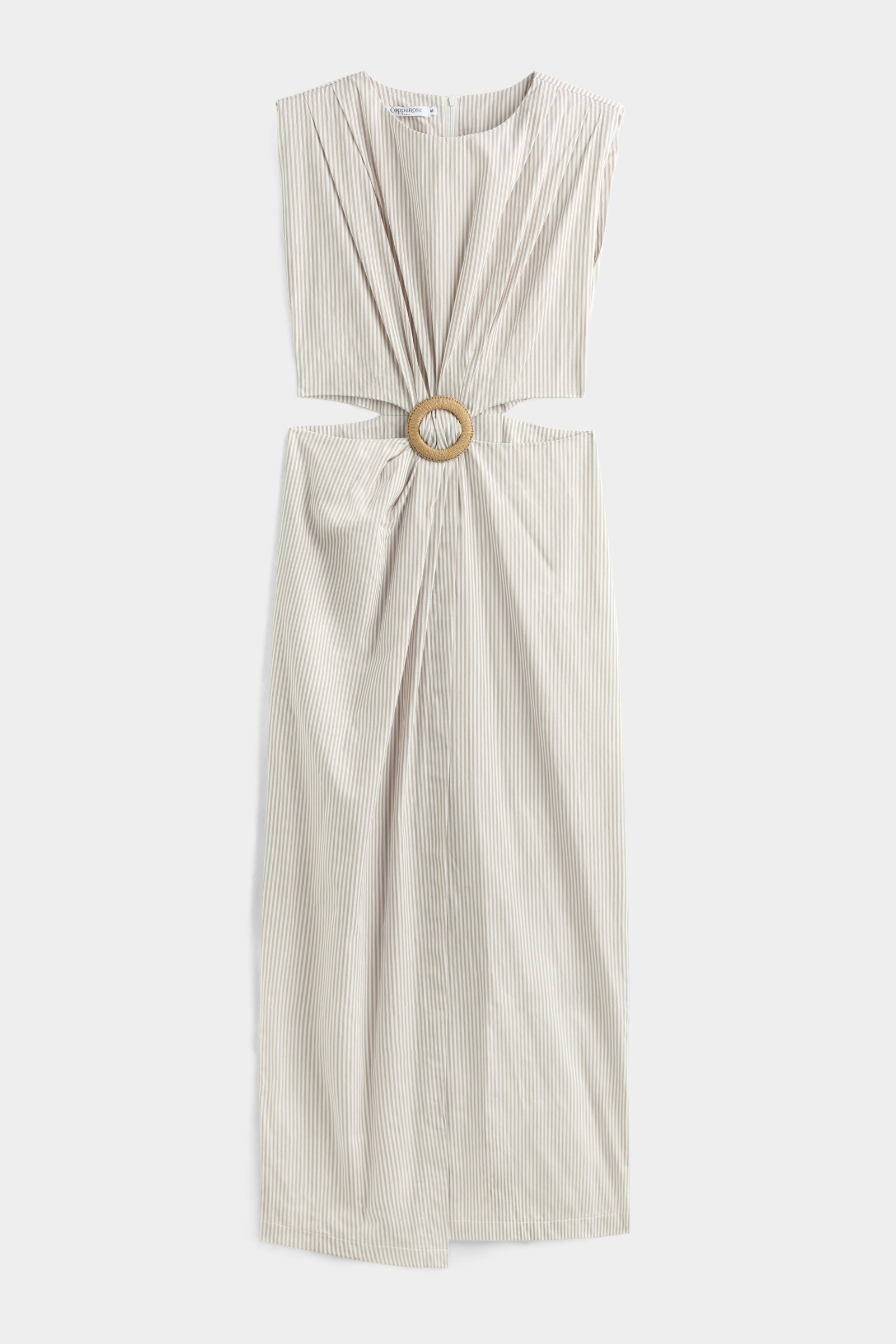 Mayorista Copperose - Vestido largo de algodón a rayas con cinturón