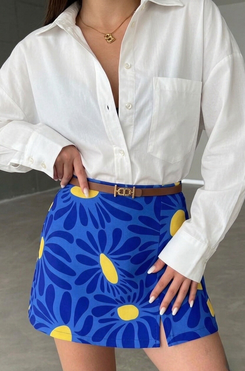 Mayorista Copperose - Falda pantalón estampada con dobladillo abierto