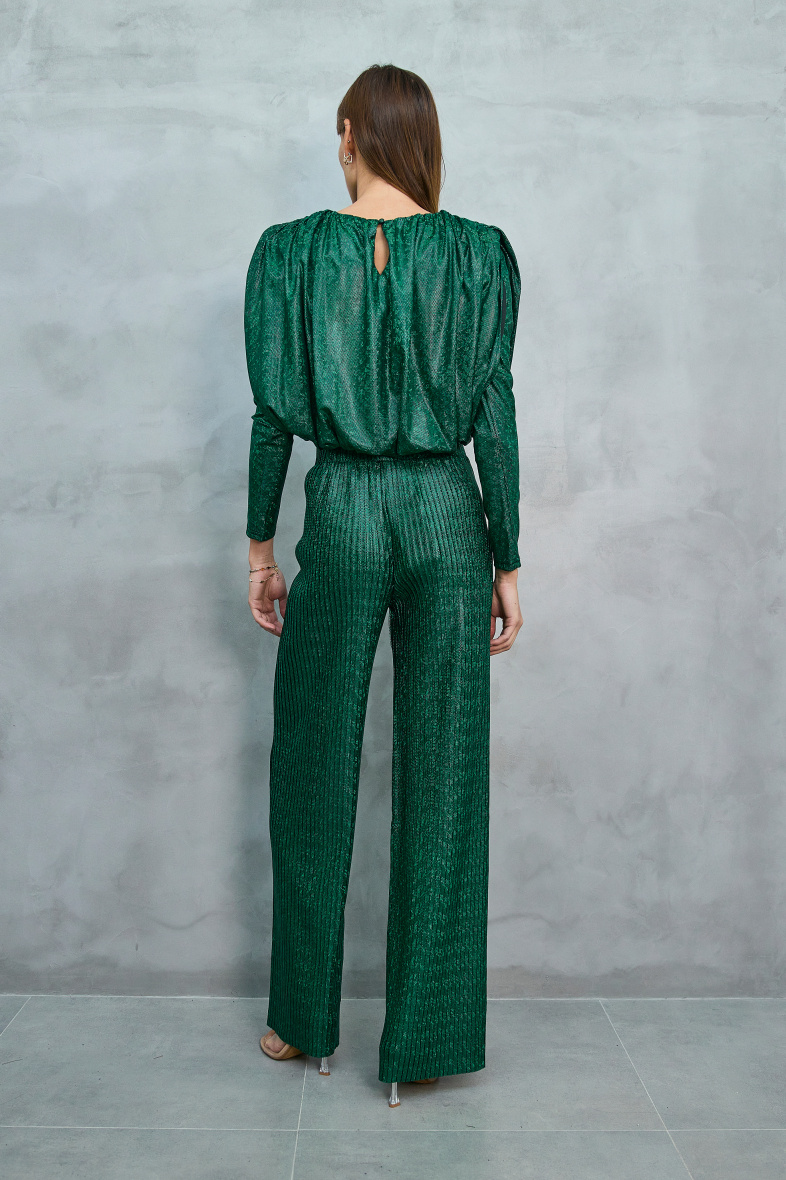 Grossista Copperose Outlet - Top corto e pantaloni paillettes con stampa metallica