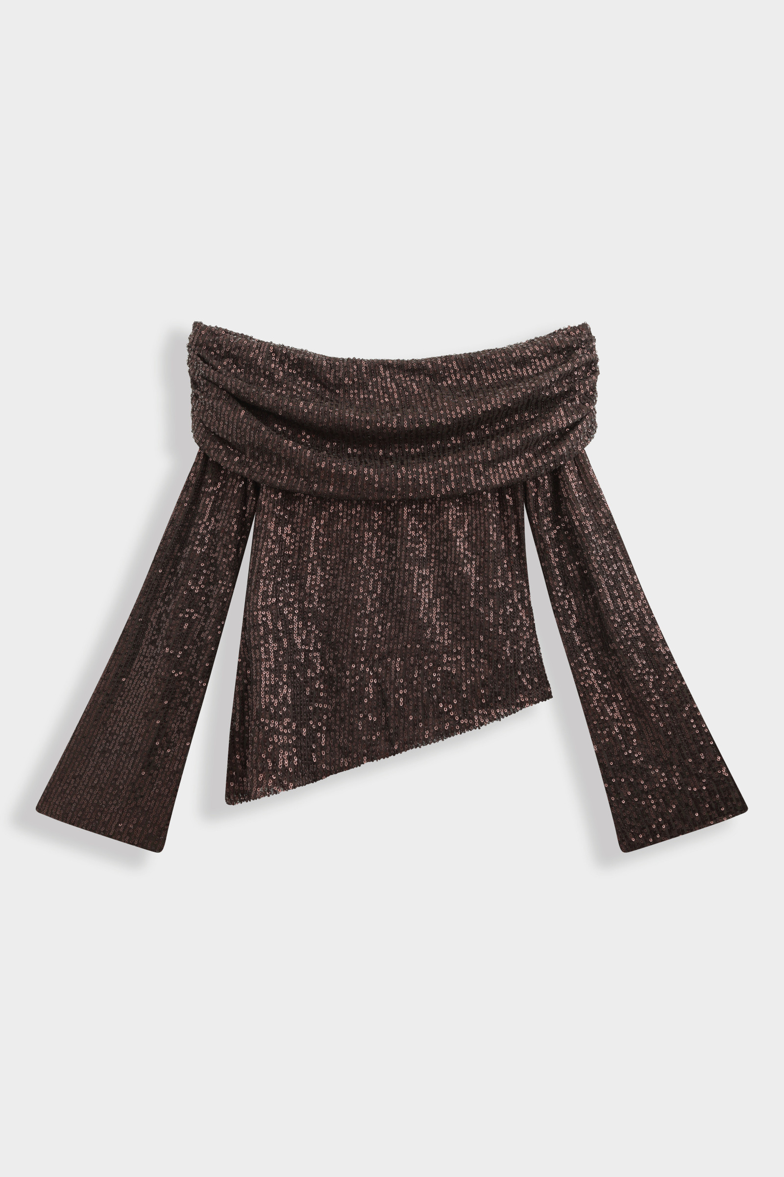 Grossiste Copperose - TOP À SEQUINS ASYMÉTRIQUE À COL BARDOT
