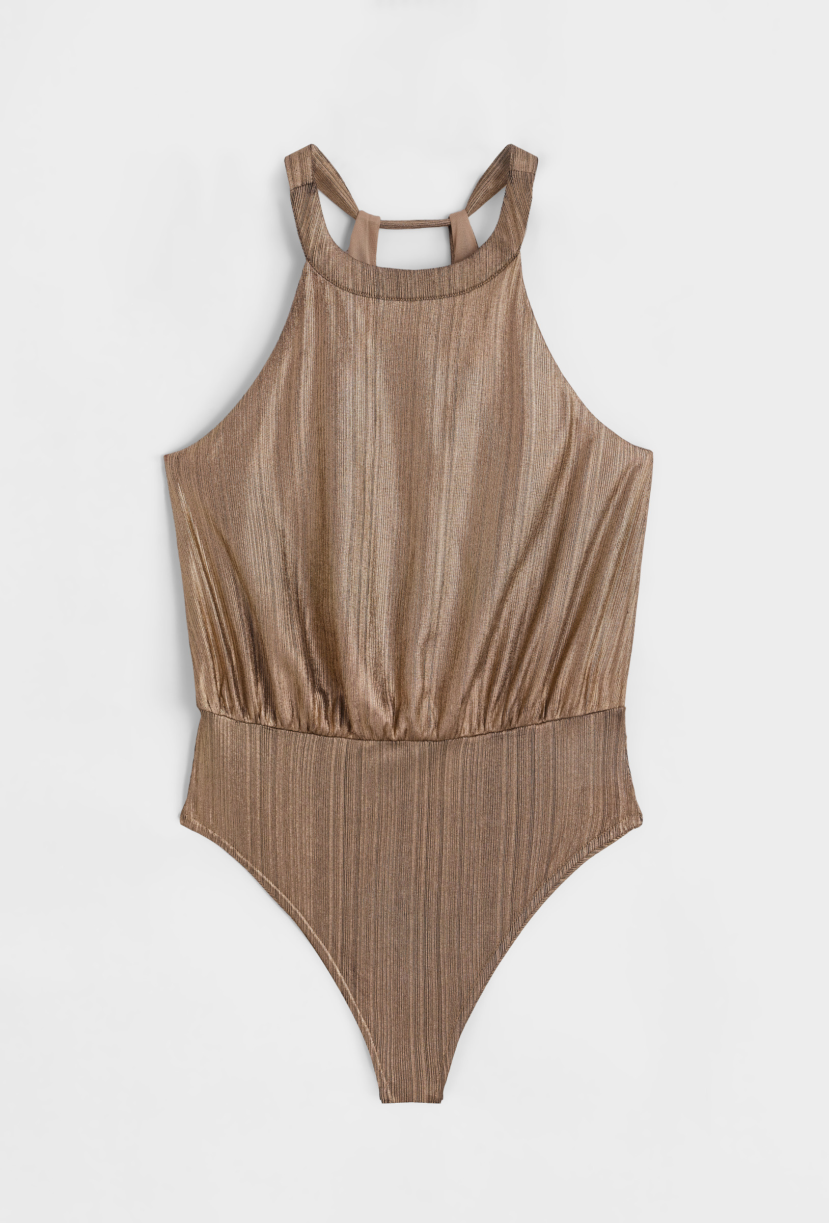 Wholesaler Copperose - Halter neck bodysuit in pleated lurex knit