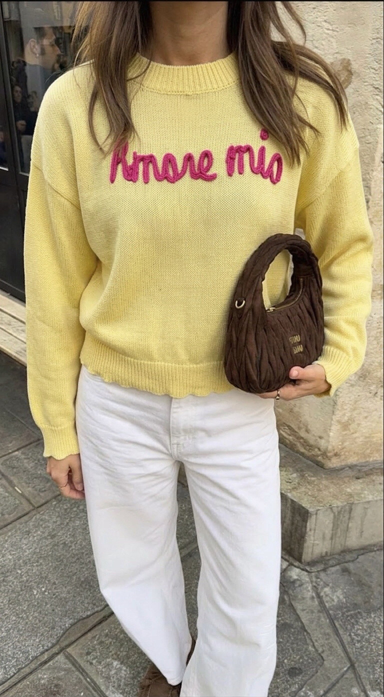 Grossiste Copperose - PULL EN COTON MÉLANGÉ AMORE MIO