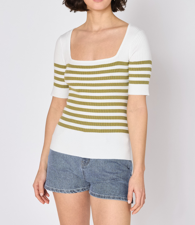 Mayorista Copperose Outlet - Jersey marinero de canalé con cuello cuadrado