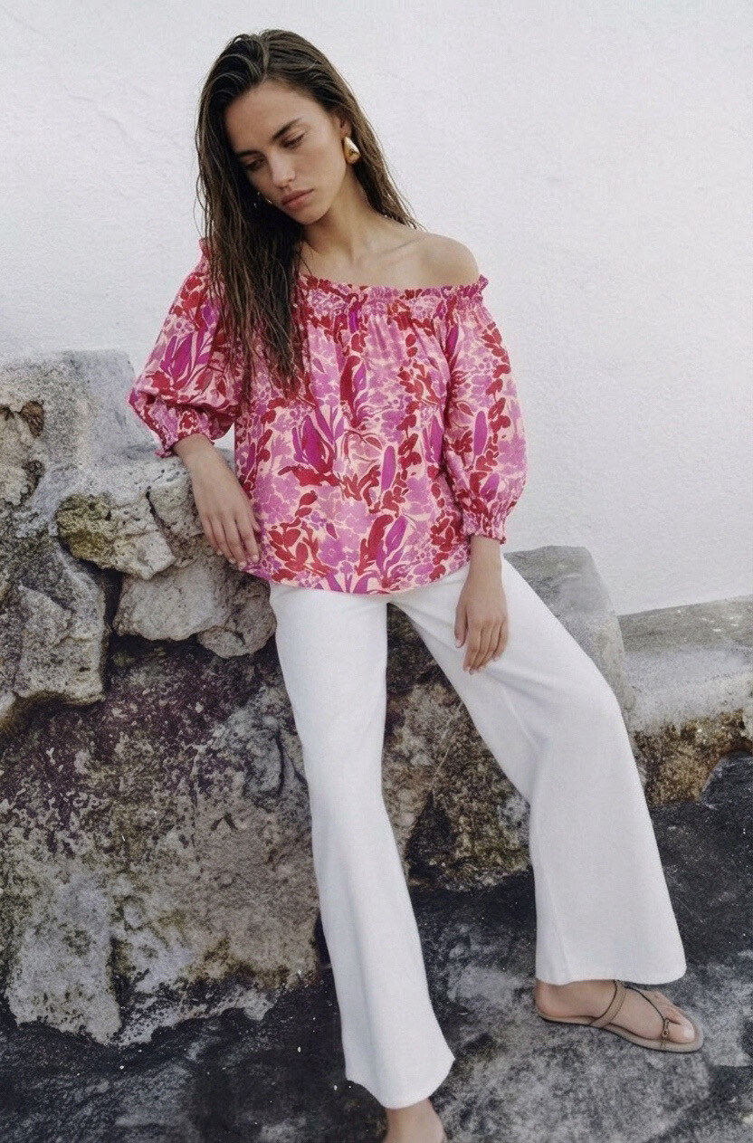 Mayorista Copperose - Top corto floral con escote bardot