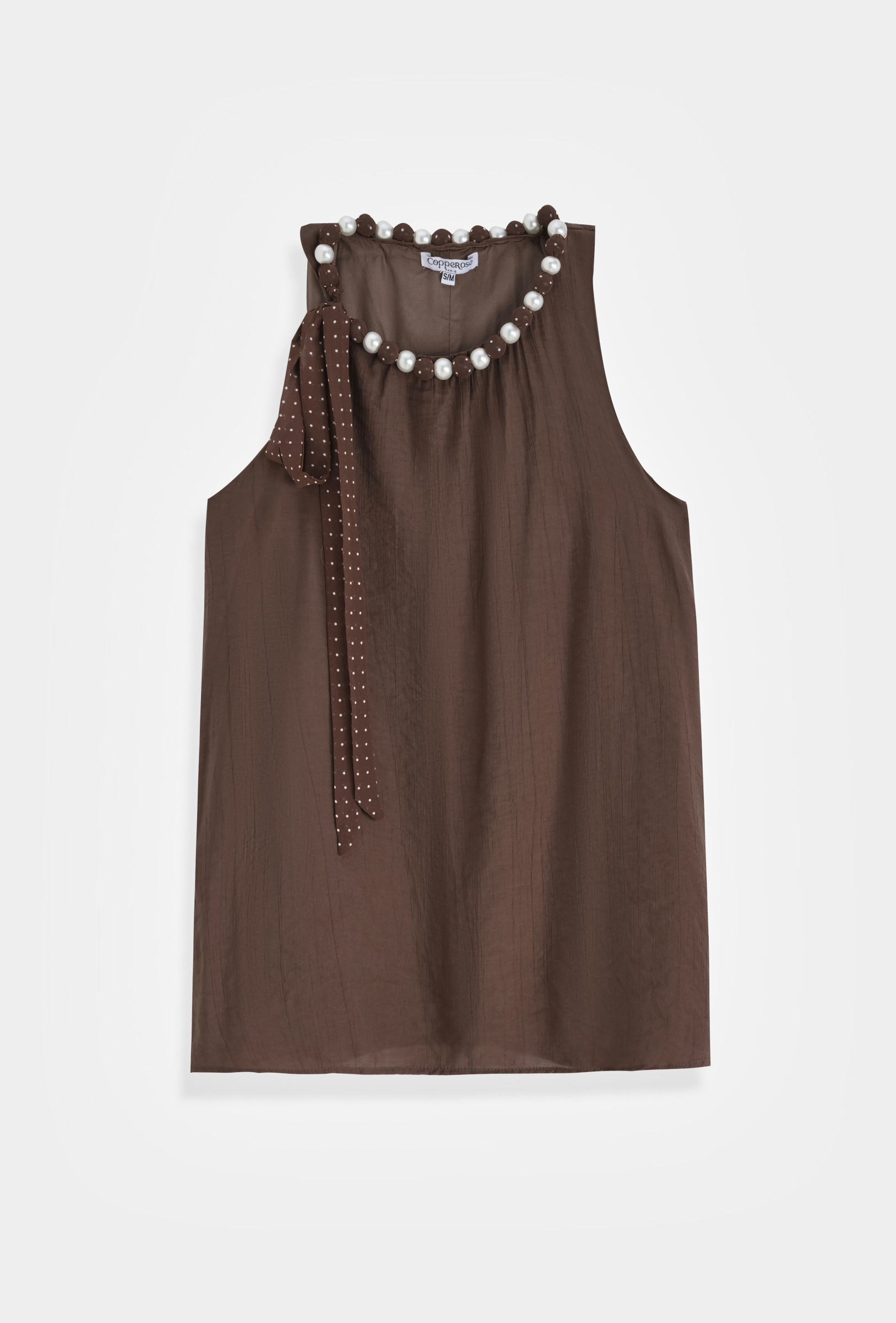 Grossiste Copperose - TOP SANS MANCHES À COLLIER PERLÉ