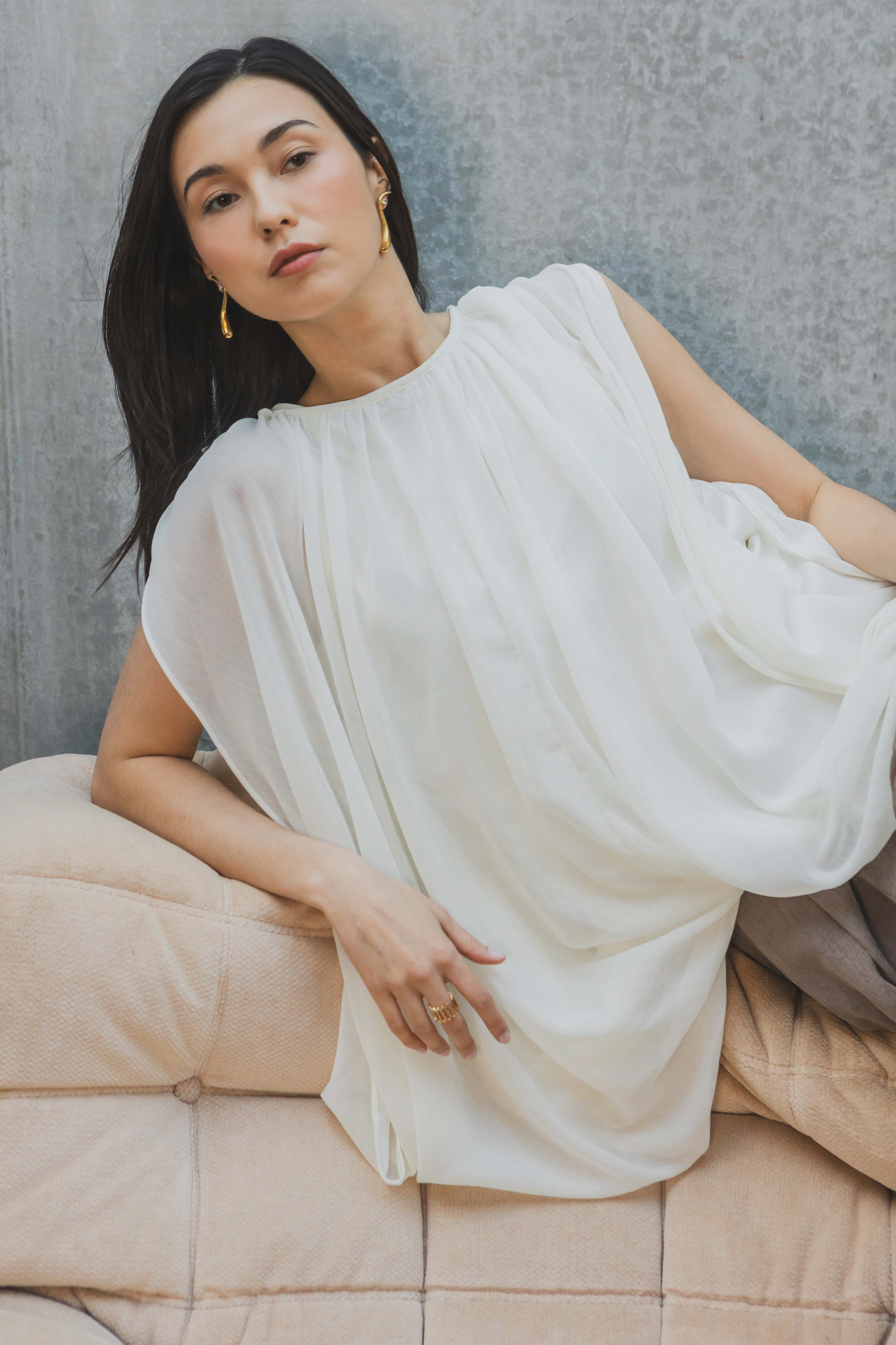 Grossiste Copperose - BLOUSE PLISSÉE FLUIDE À MANCHES CAPES