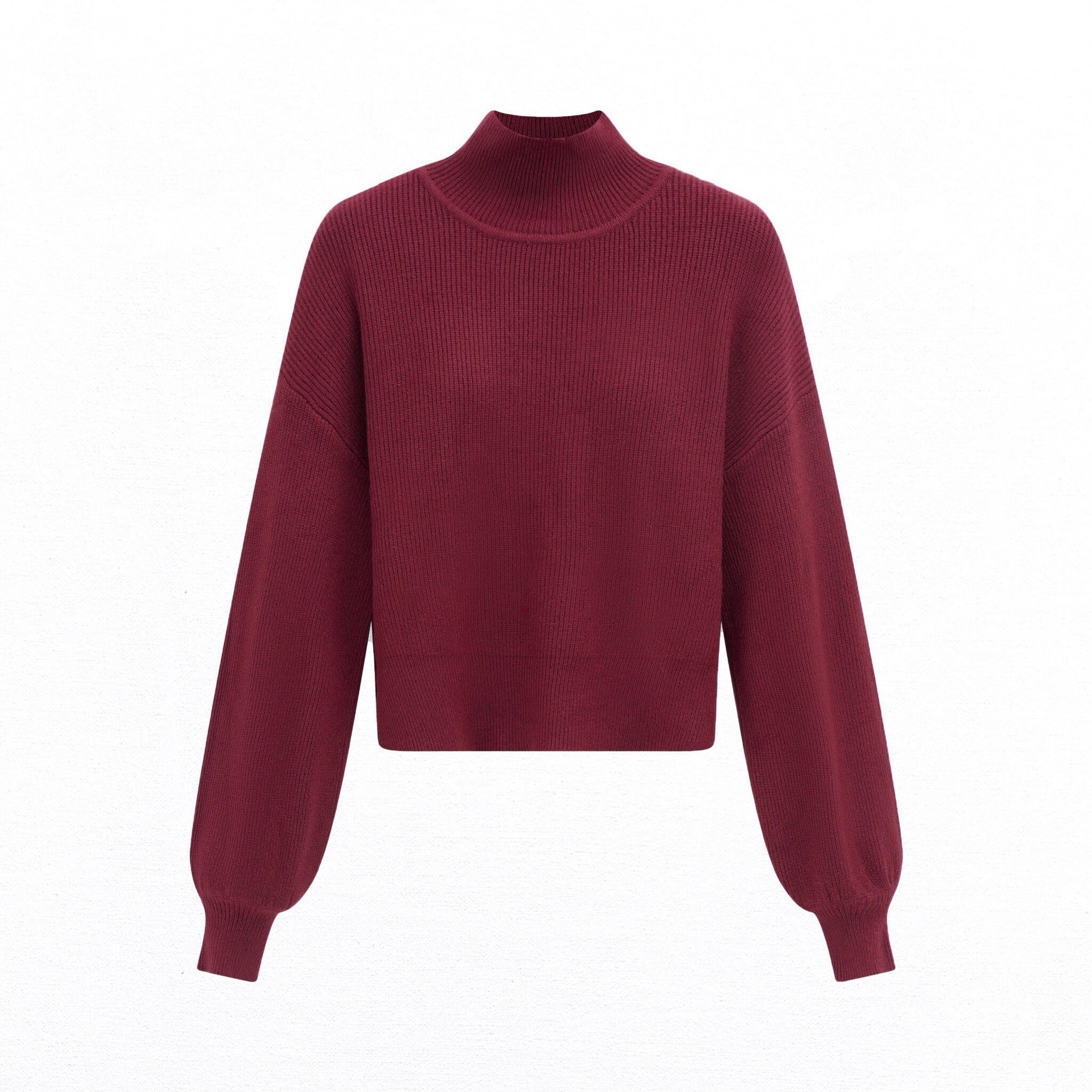 Großhändler Copperose - Kurzer gerippter Strickpullover mit Stehkragen