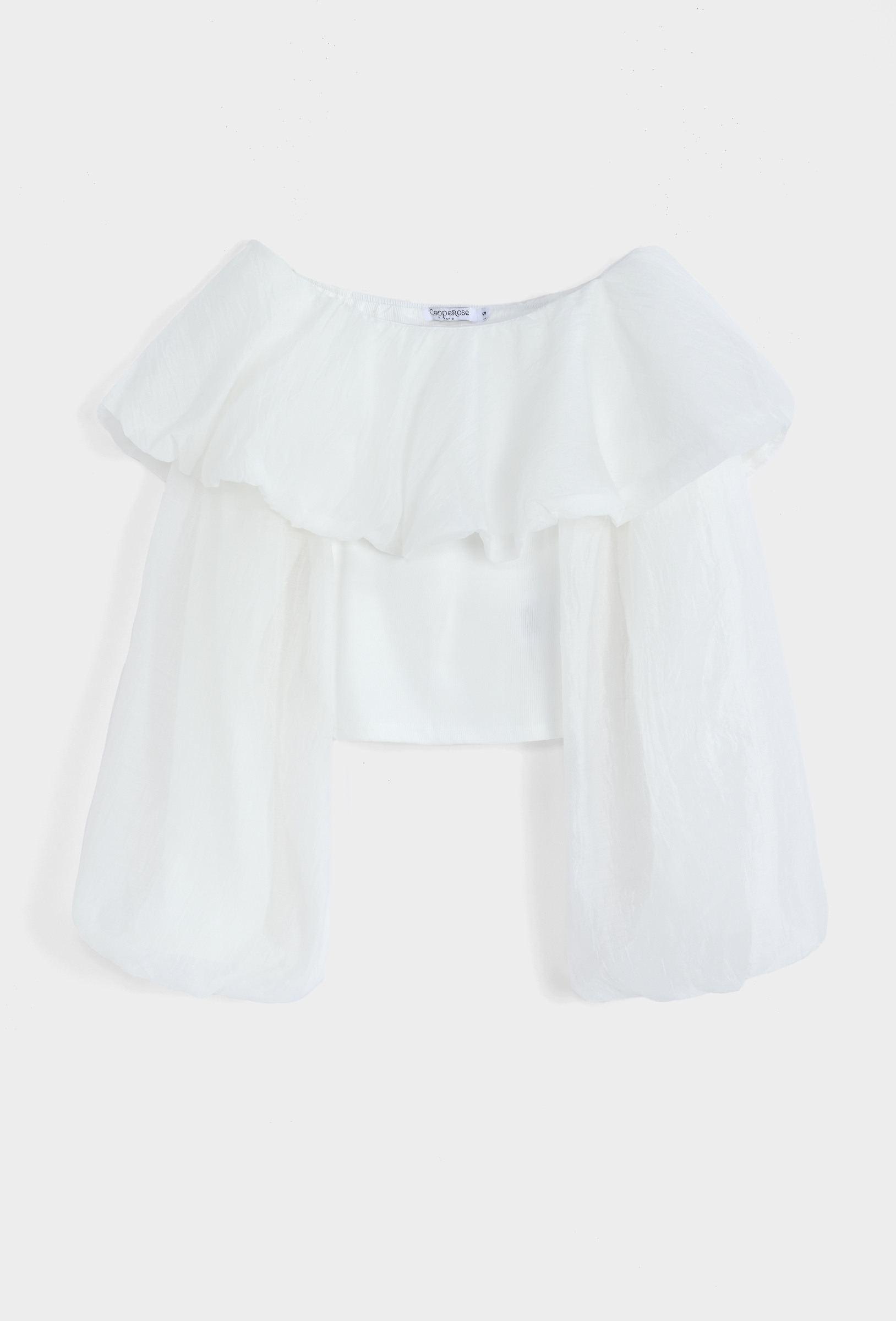 Mayorista Copperose - Top corto bicolor con volantes