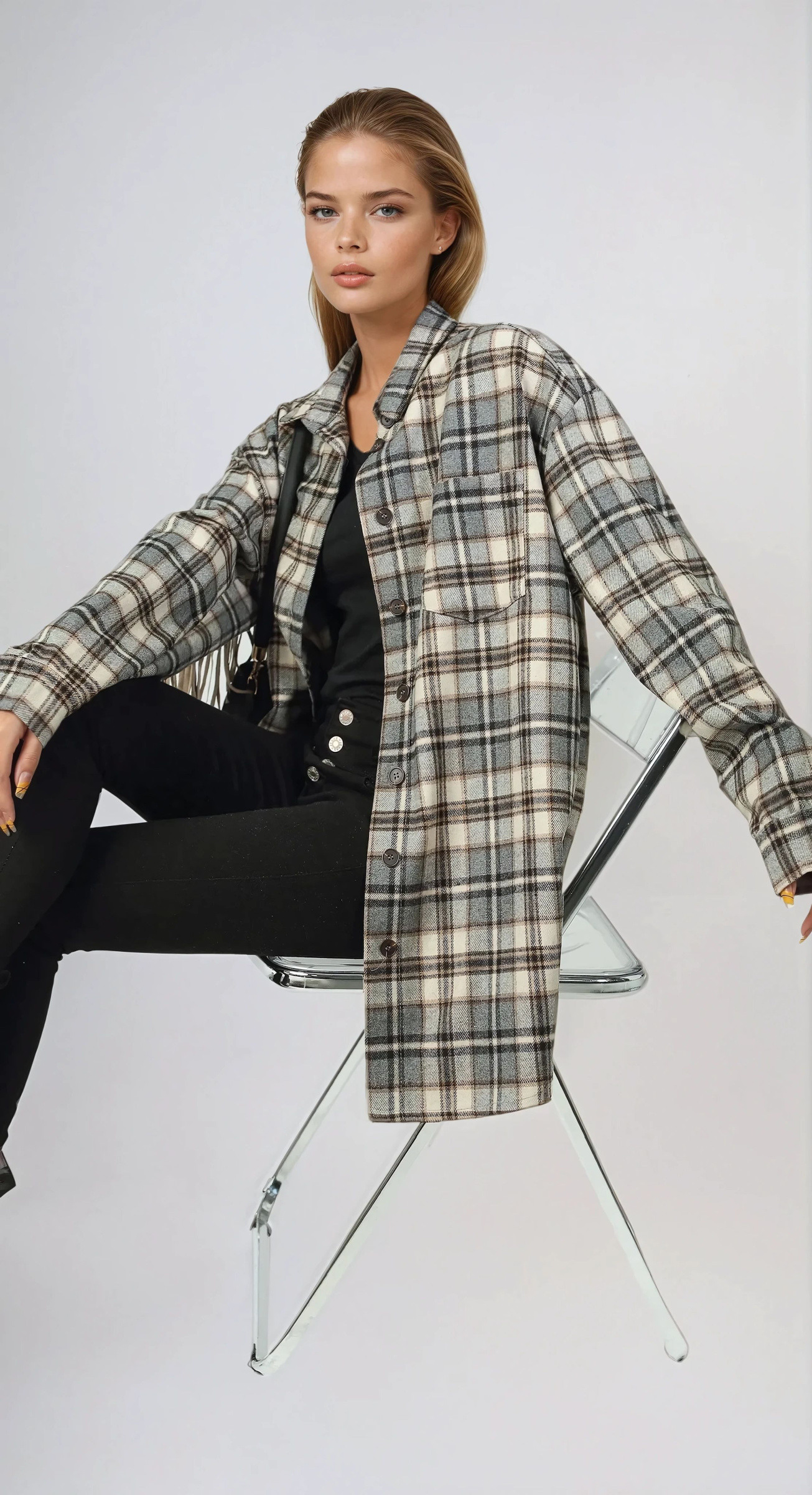 Wholesaler Copperose Outlet - Oversized checked overshirt