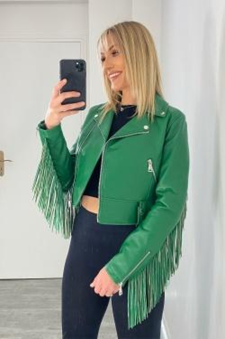 Mayorista Copperose Outlet - Chaqueta crop perfecto de piel sintética con flecos
