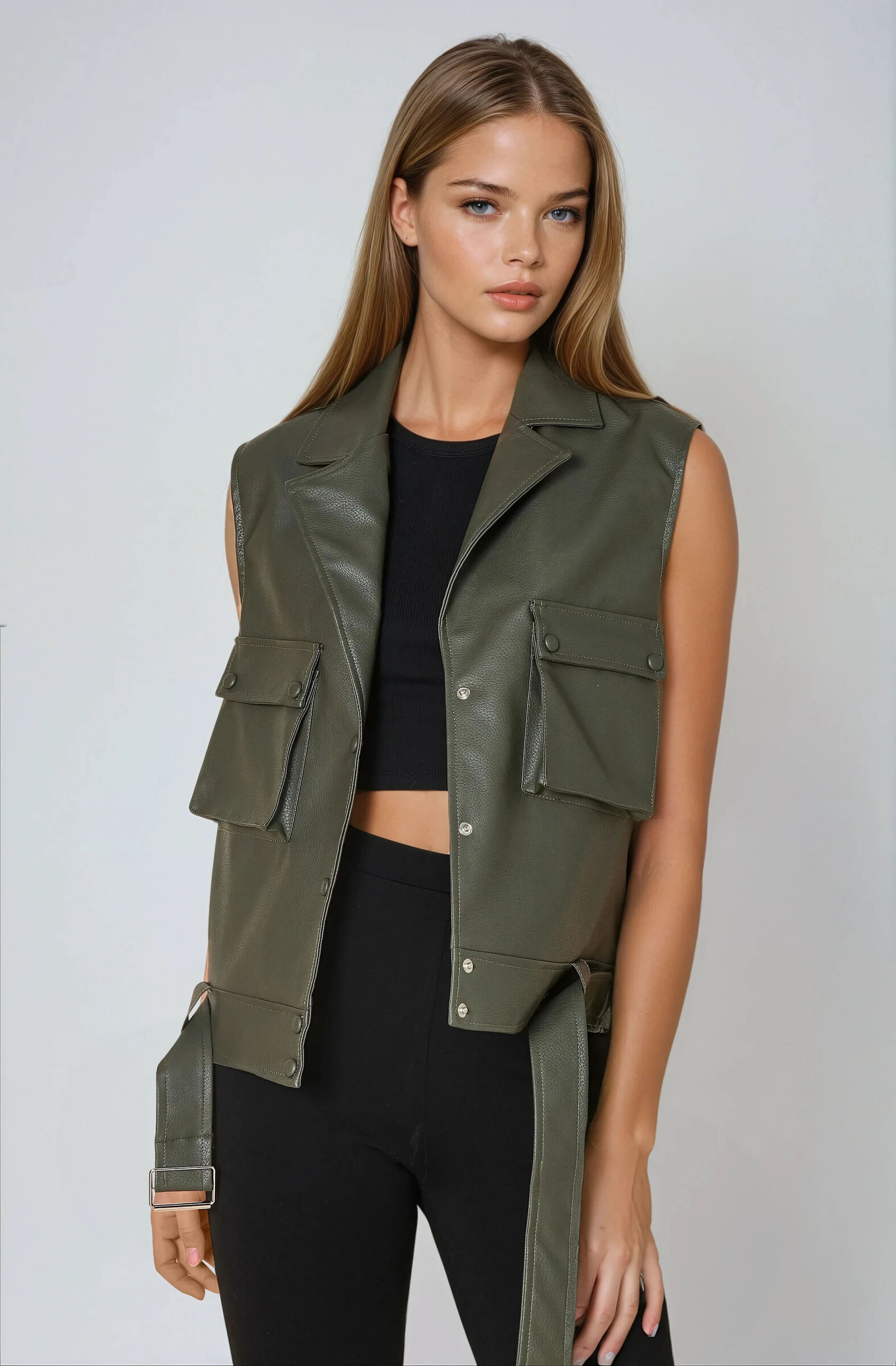 Grossista Copperose - Gilet senza maniche in ecopelle stile motociclista