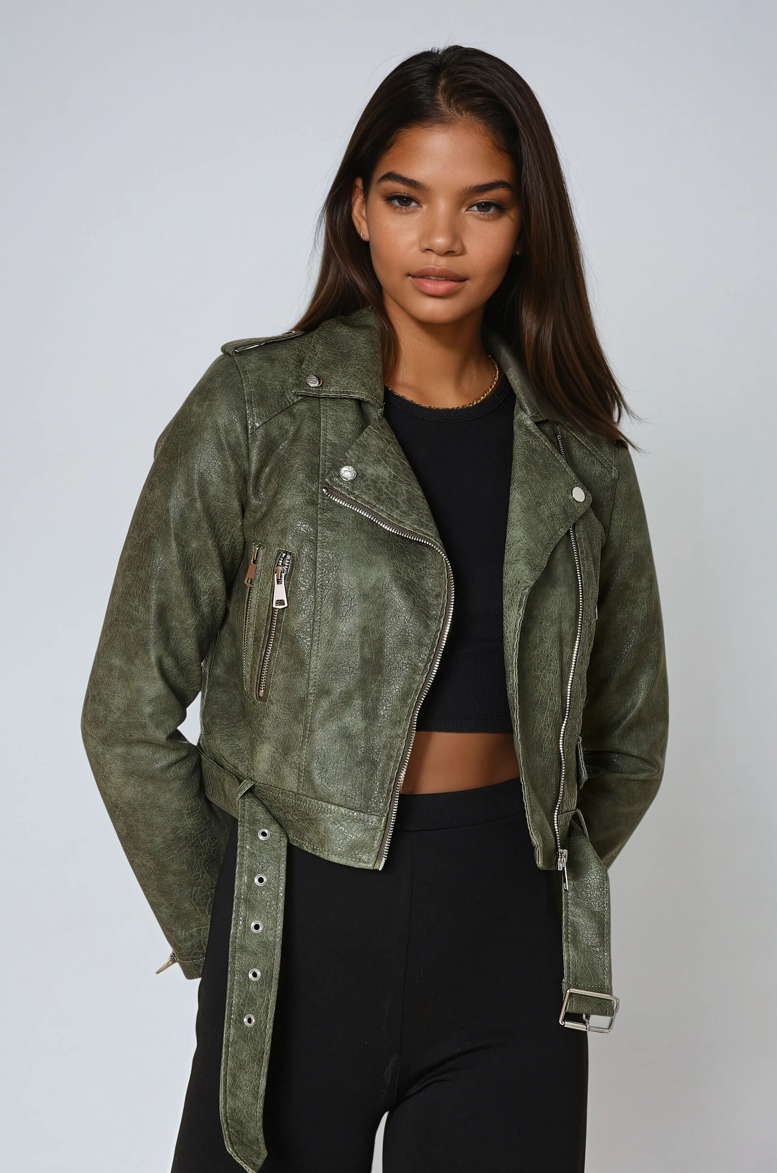 Wholesaler Copperose - short vintage effect faux leather jacket