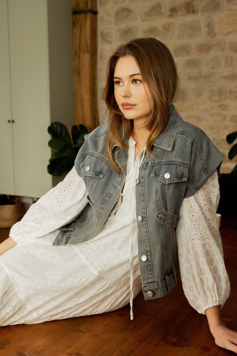 Grossista Copperose - giacca corta senza maniche in denim