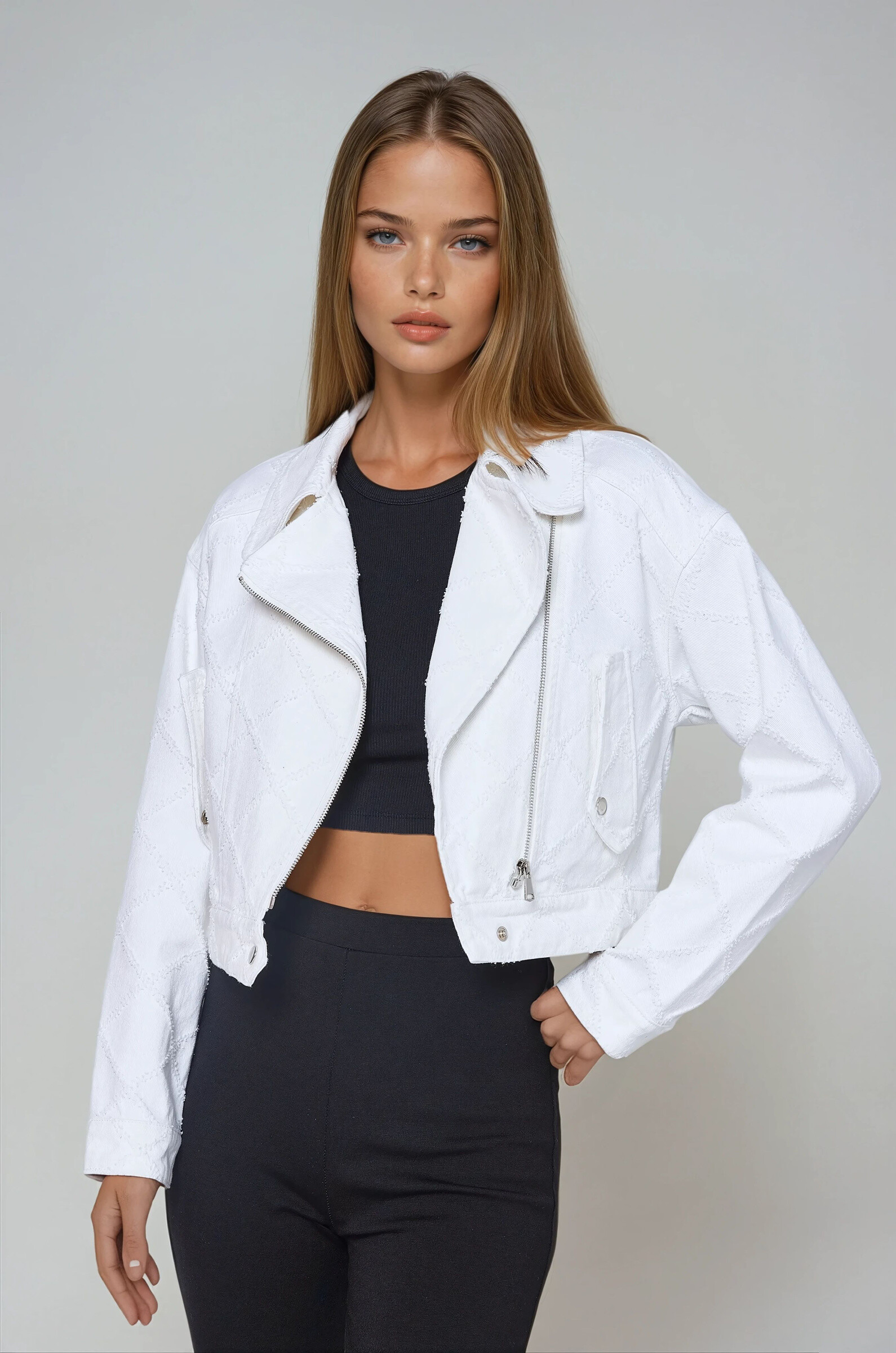 Wholesaler Copperose - short denim jacket with frayed detail