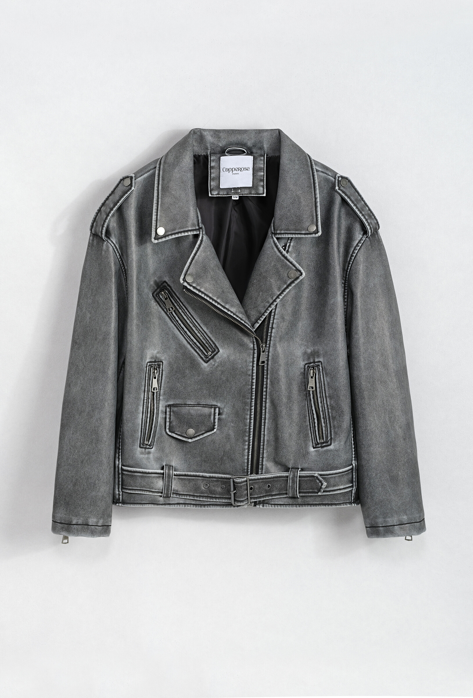Grossiste Copperose - Veste perfecto en similicuir oversize