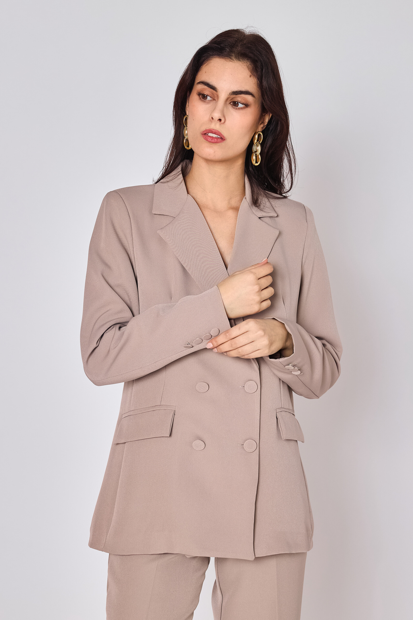 Grossiste Copperose - Veste blazer à épaulettes avec boutons croisés