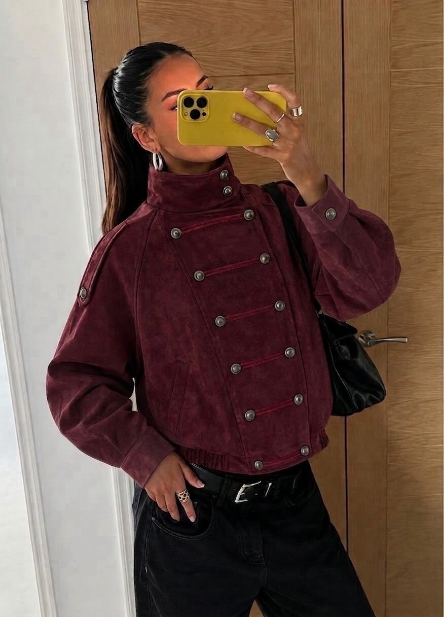 Großhändler Copperose - ZWEIREIHIGE WILDLEDERJACKE IM OFFIZIER-STIL