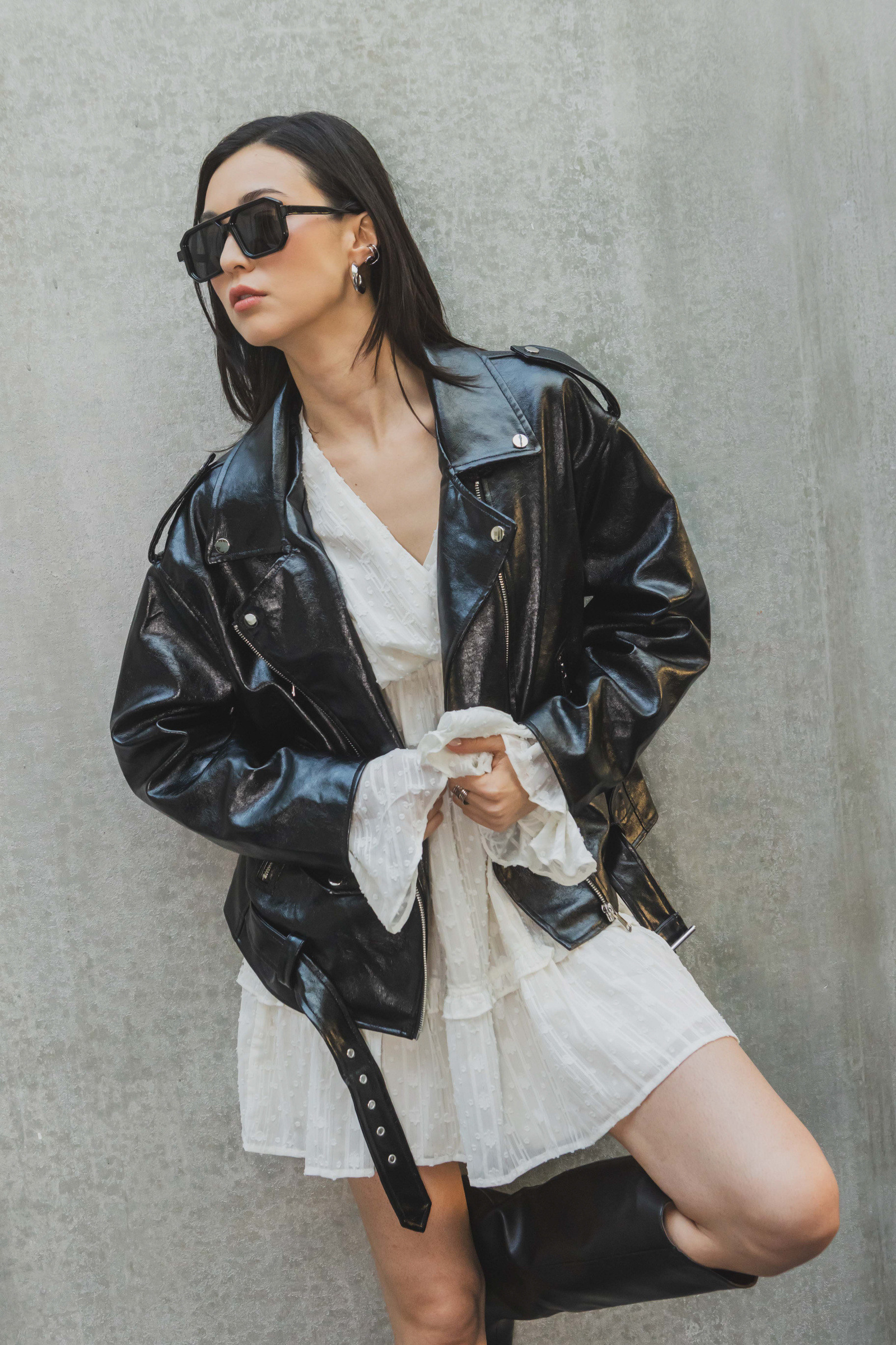 Grossiste Copperose - Veste perfecto en similicuir brillant