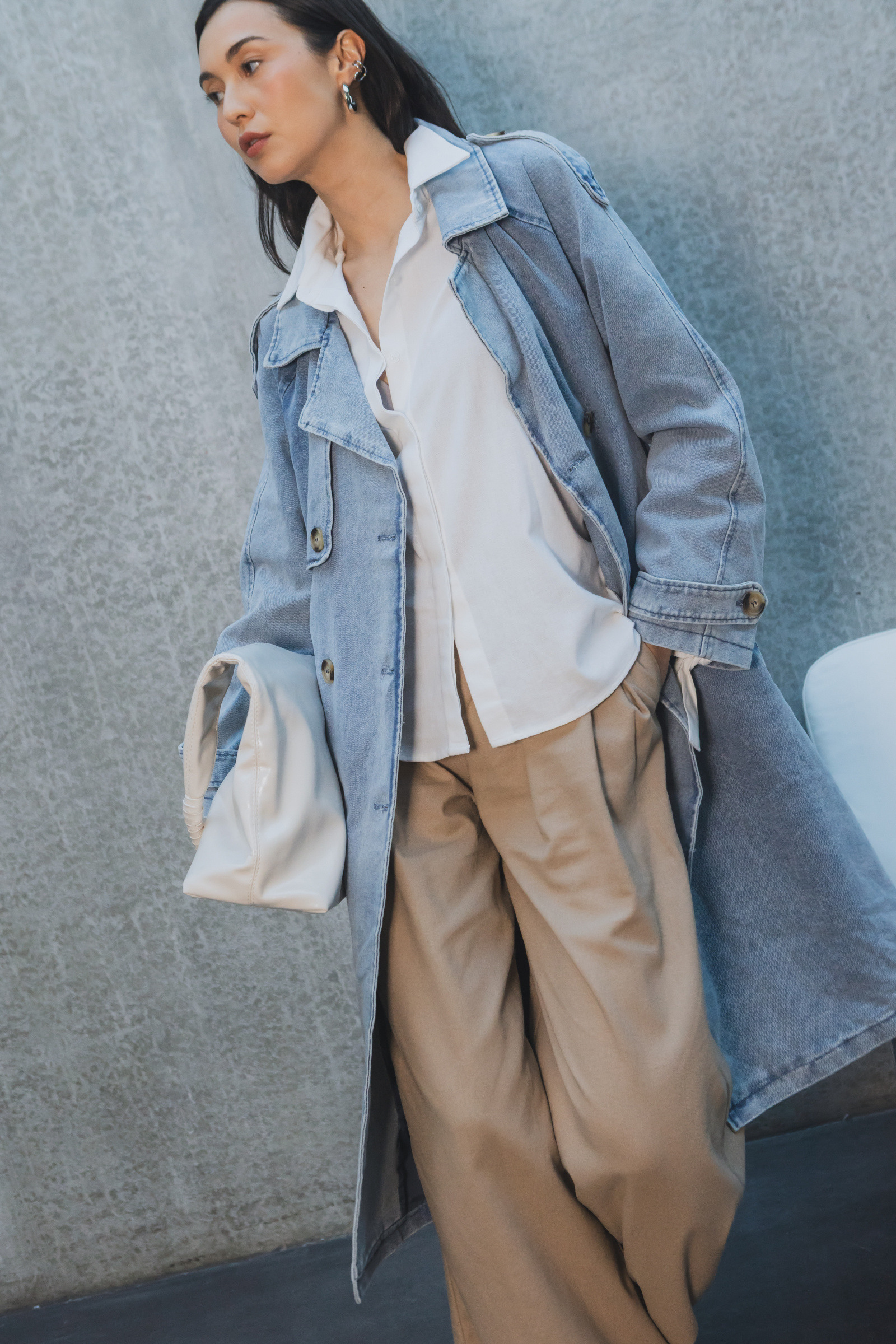 Grossiste Copperose - Trench long en denim ceinturé