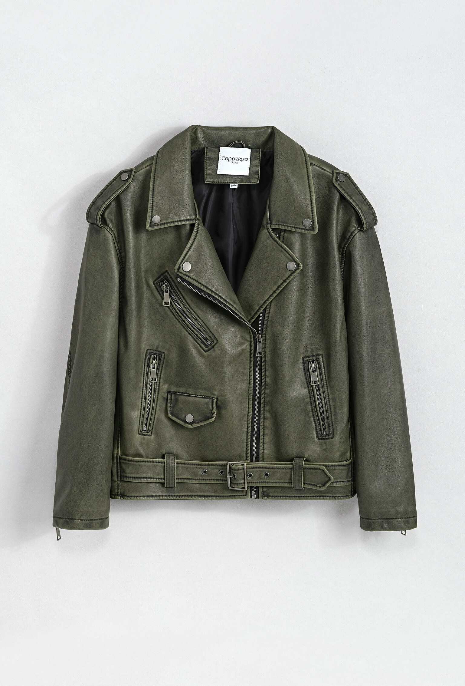 Grossiste Copperose - Veste perfecto en similicuir oversize