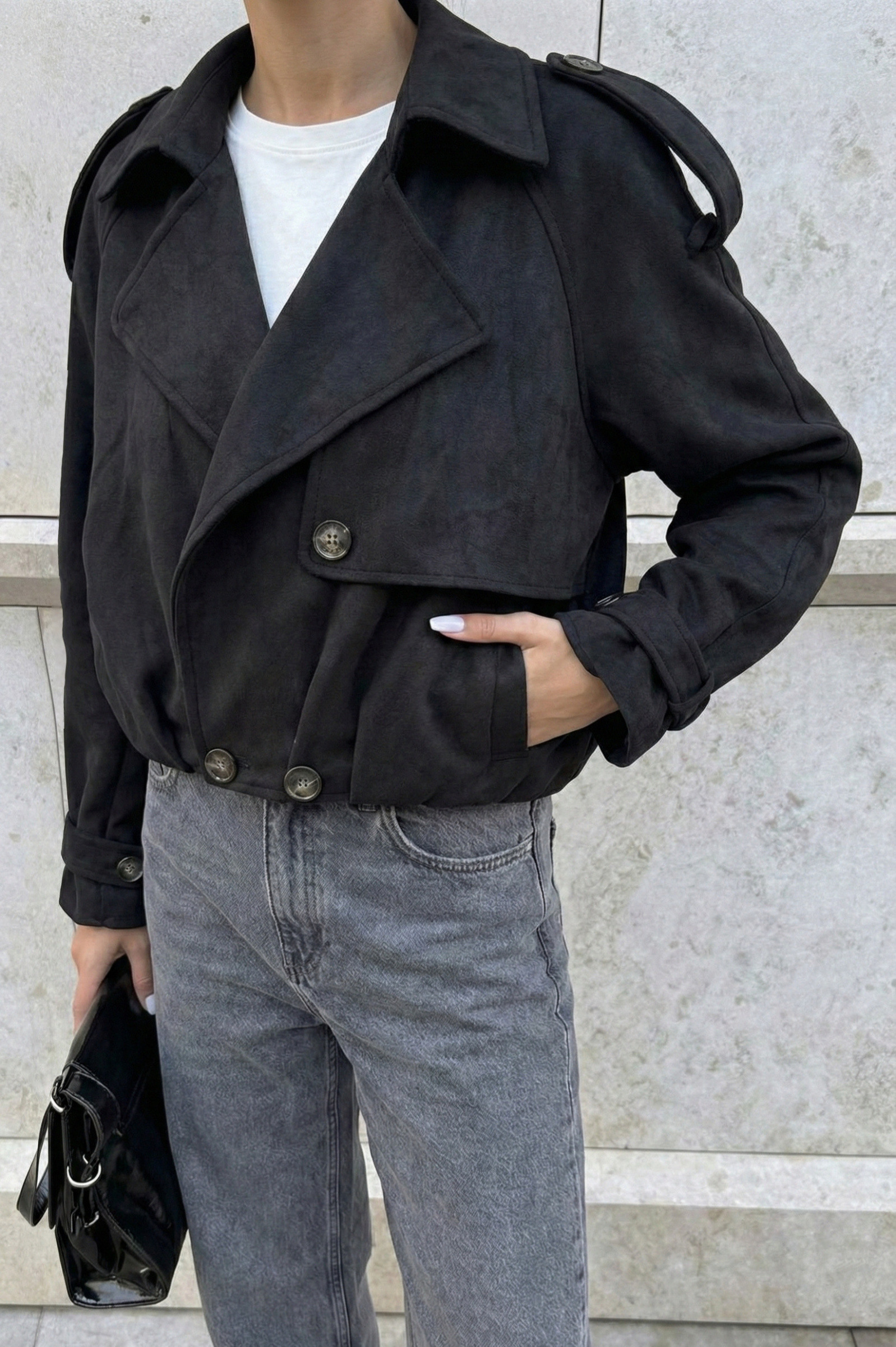 Grossiste Copperose - VESTE BOMBER EN SUÉDINE