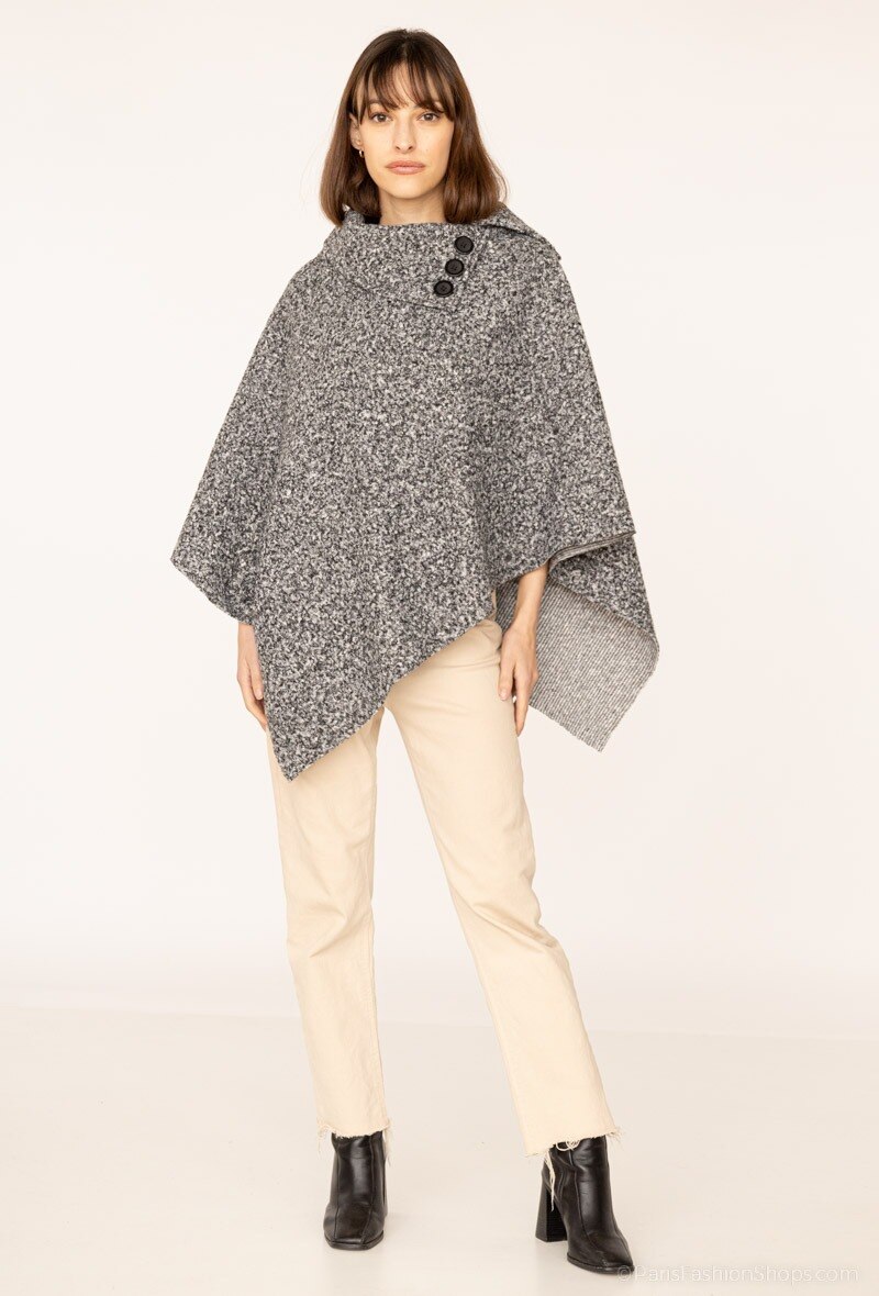Wholesaler Coraline - Felt poncho with 3 buttons