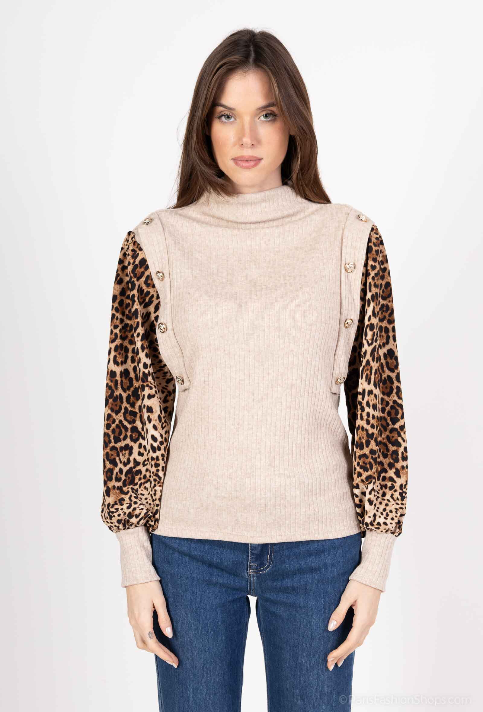 Großhändler Coraline - Pullover mit Leopardenmuster