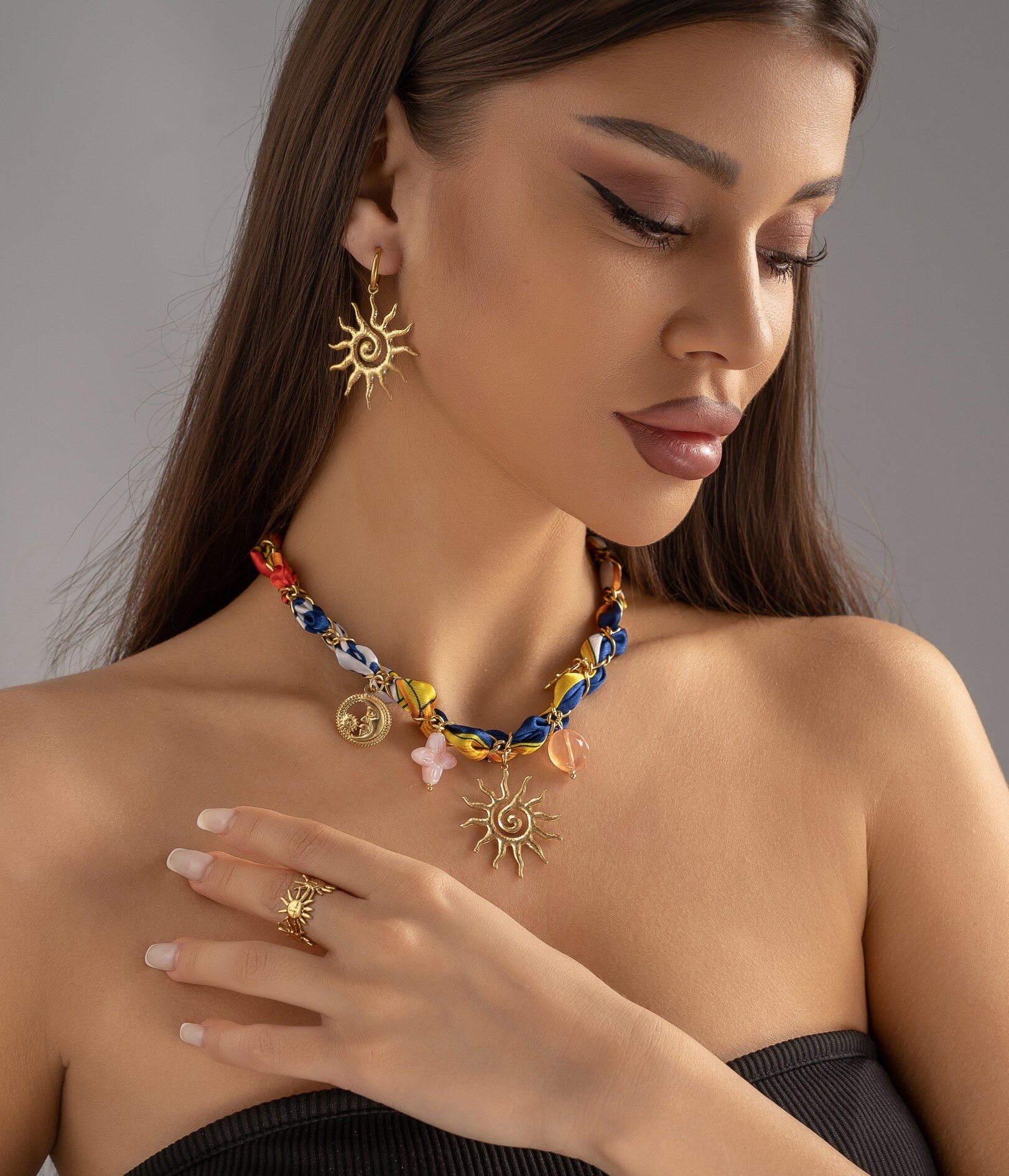 Mayorista COSMOS - Anillo Sol Dorado – Caras Radiantes en Acero Ajustable