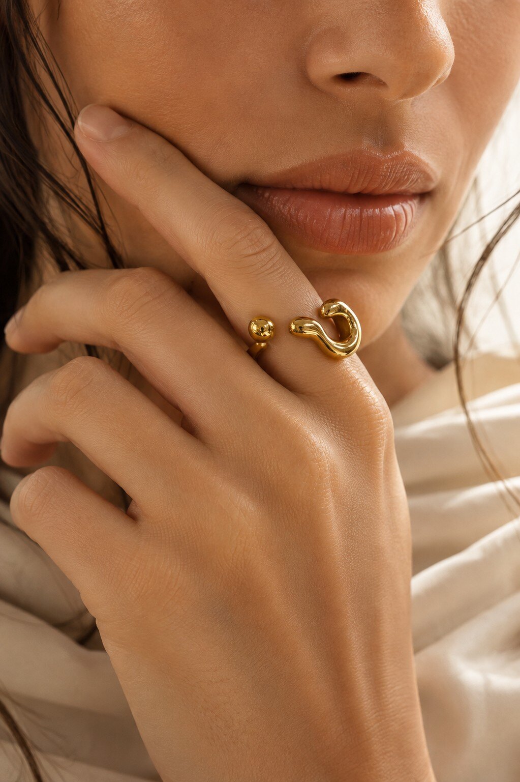 Grossiste COSMOS - Bague point interrogation acier inoxydable argenté doré ajustable design moderne