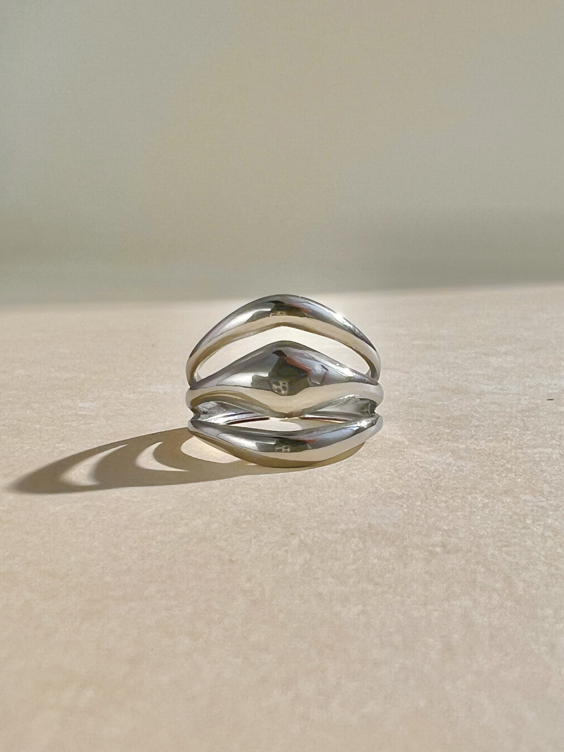 Grossiste COSMOS - Bague triple rang réglable  design moderne et épuré en acier