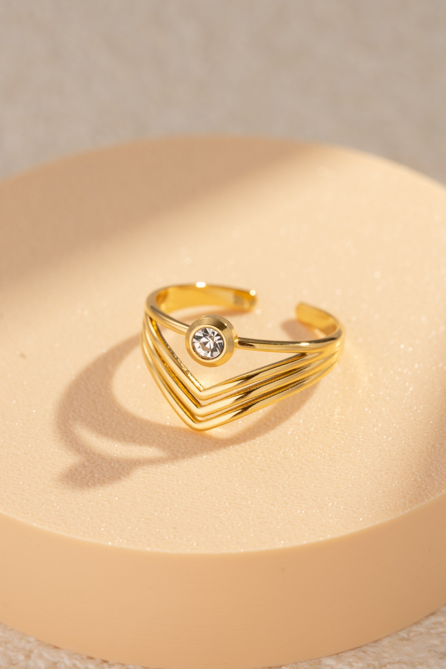 Grossiste COSMOS - Bague ajustable en acier inoxydable cristal scintillant style raffiné